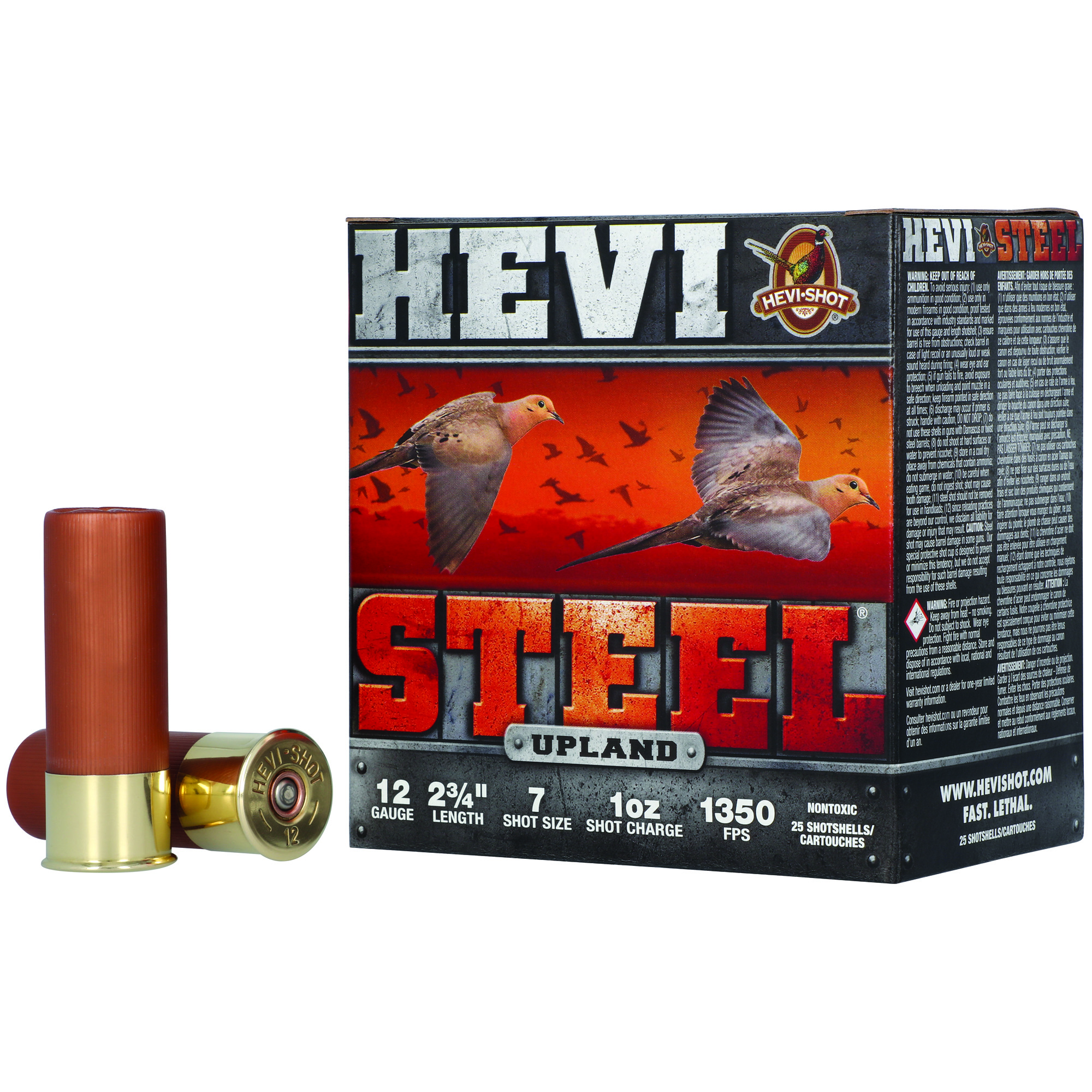 HEVI-Shot HS61227  Upland 12Gauge 2.75" 1oz 7Shot 25 Rounds