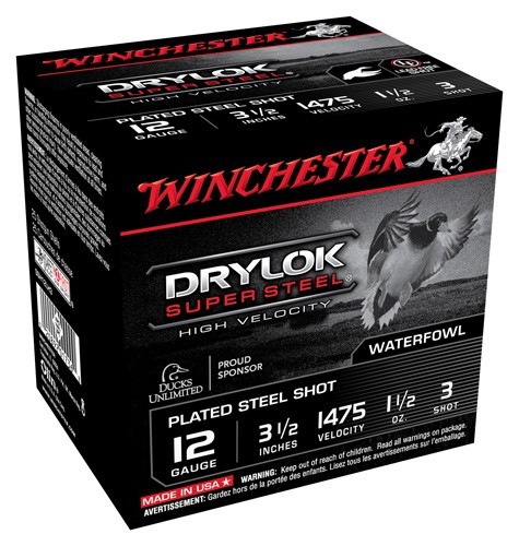 Winchester DryLok Super Steel High Velocity 12 Gauge Steel Shot 1 1/2 ounce 25 Rounds