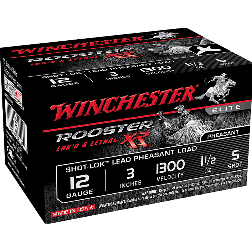 Winchester Rooster XR Shot-Lok Load 12 Gauge 1 1/2 Ounce 5 Shot 15 Rounds
