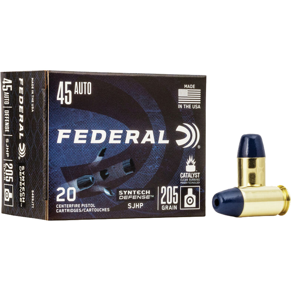 Federal Syntech Defense 45 ACP Synthetic Jacketed Hollow Point 205 Grain 20 Rounds