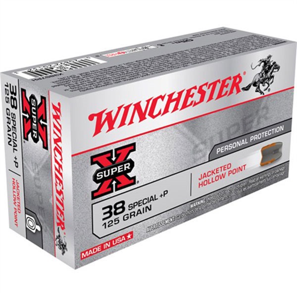 Winchester Ammo X38S7PH Super X  38Special+P 125gr Jacketed Hollow Point 50 Rounds