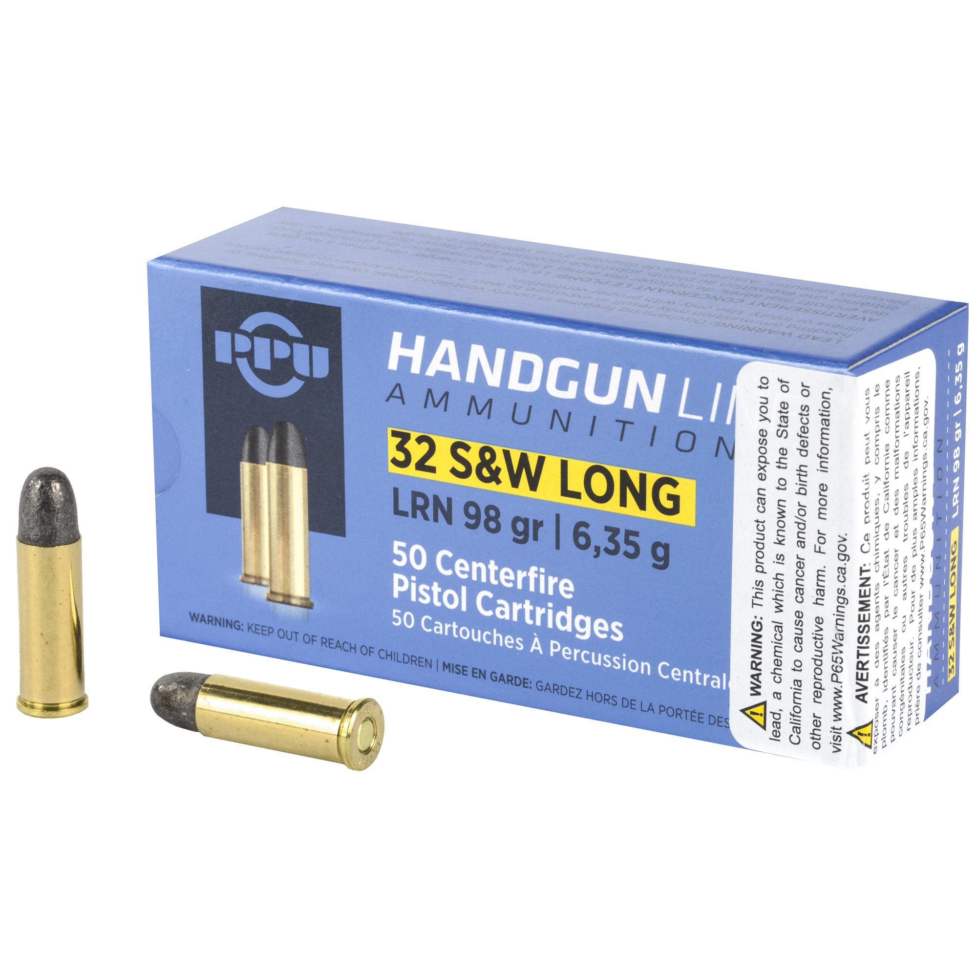 Prvi Partisan PPH32SW 32 S&W Long Lead Round Nose 98 Grain 50 Rounds