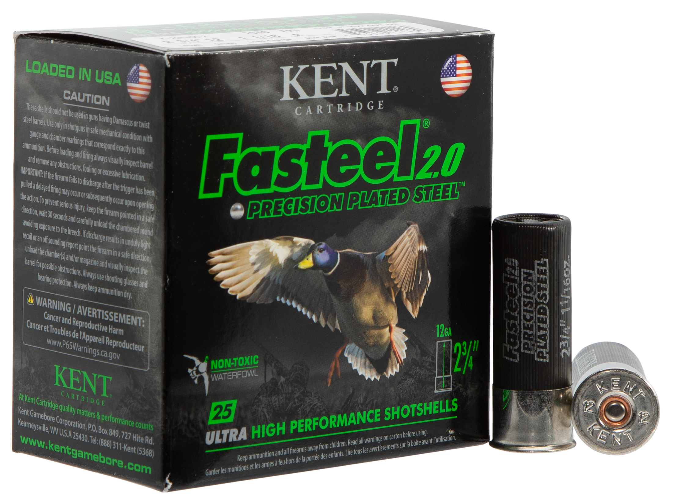 Kent Fasteel 2.0 Precision Plated Steel Load 12 ga. 2.75 in. 1 1/16 oz. 2 Shot 25 rd.