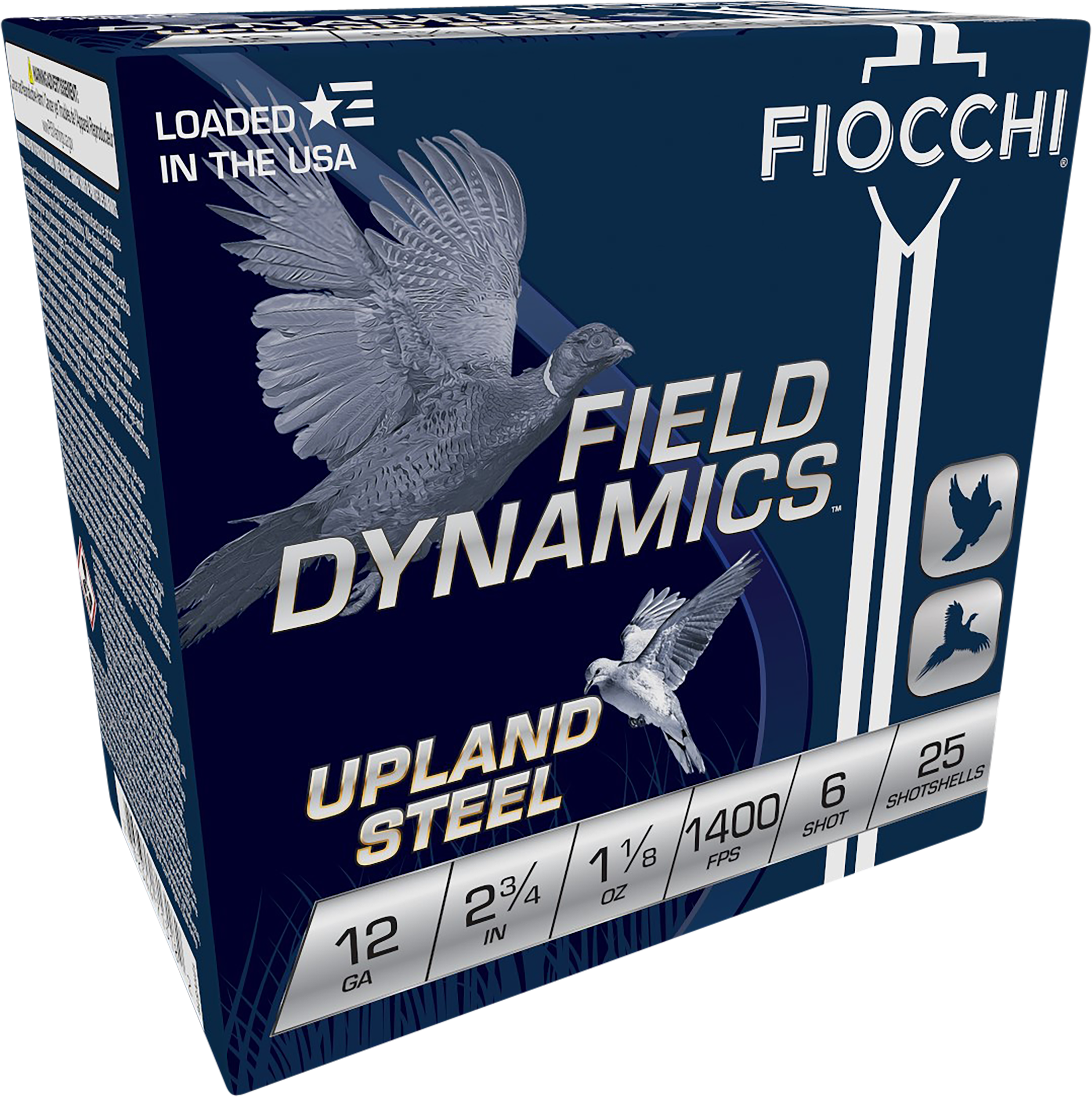 Fiocchi, Field Dynamics Upland Steel, 12 Gauge, Steel Shot, 1 1/8 oz, 25 Rounds
