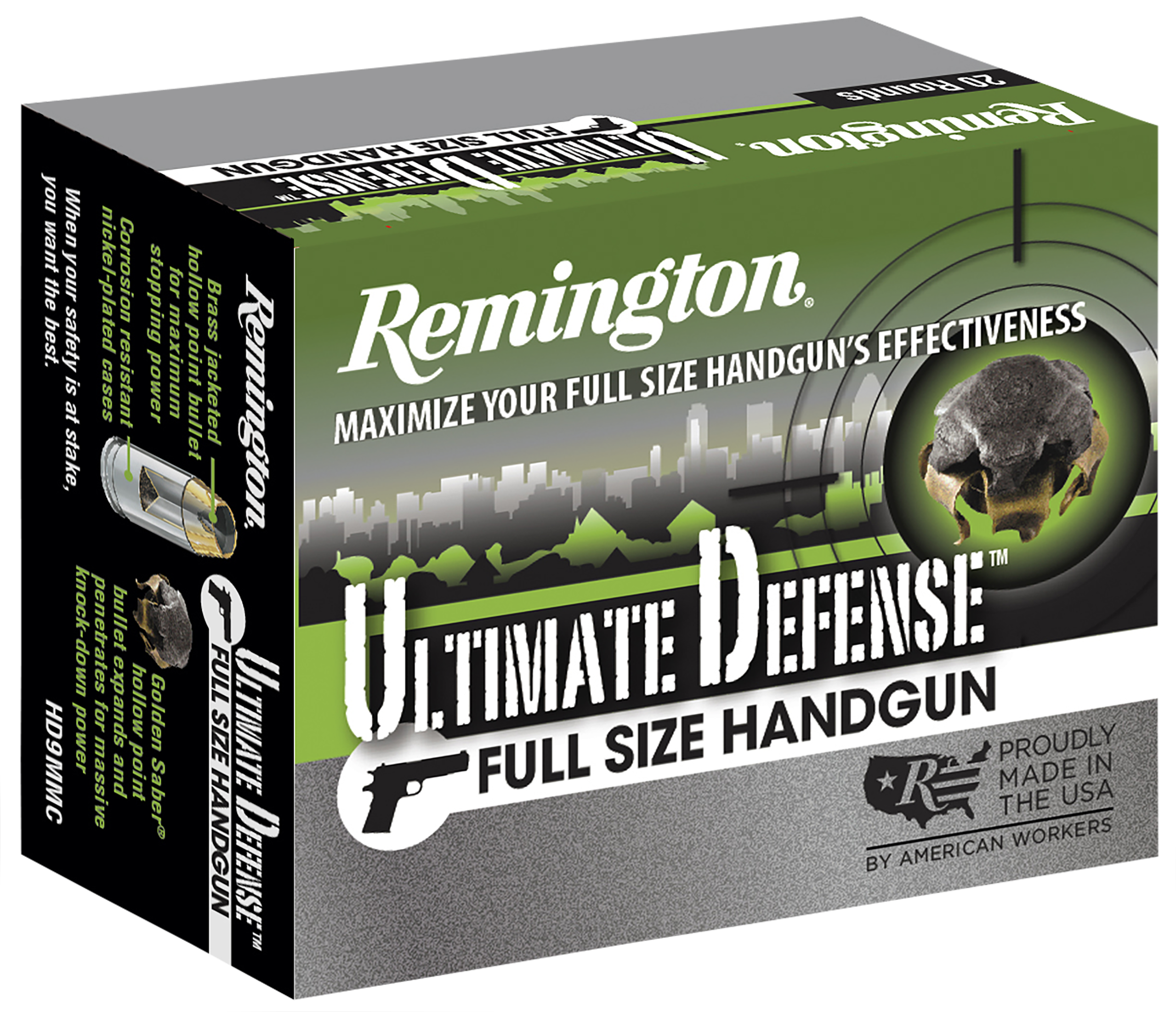 Remington 28948 9mm Luger Brass Jacketed Hollow Point 124 Grain 20 Rounds