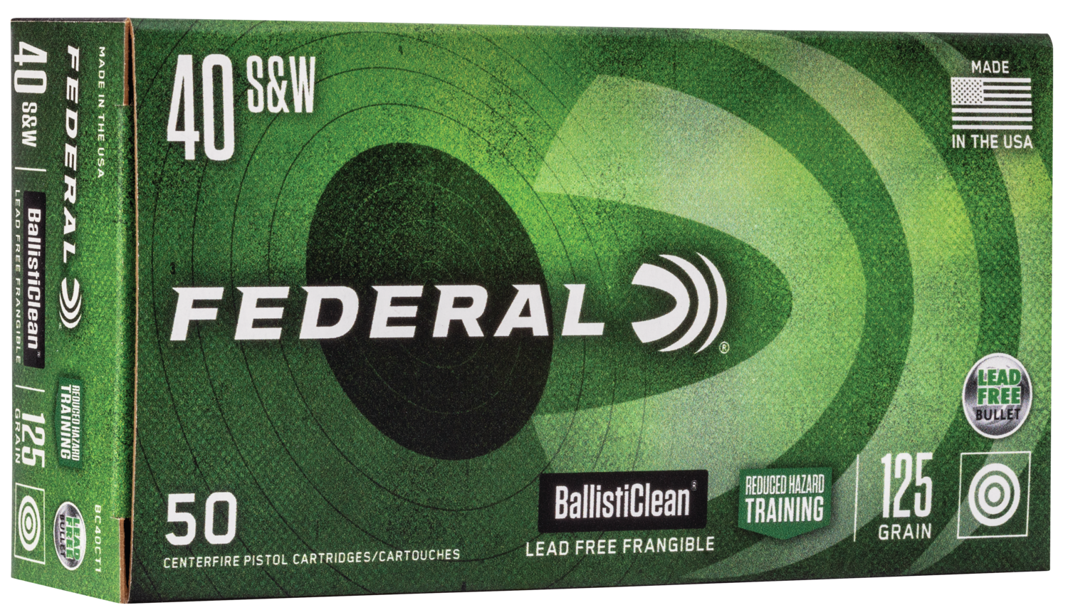 Federal BallistiClean 40 S&W Lead Free Frangible 125 Grain 50 Rounds