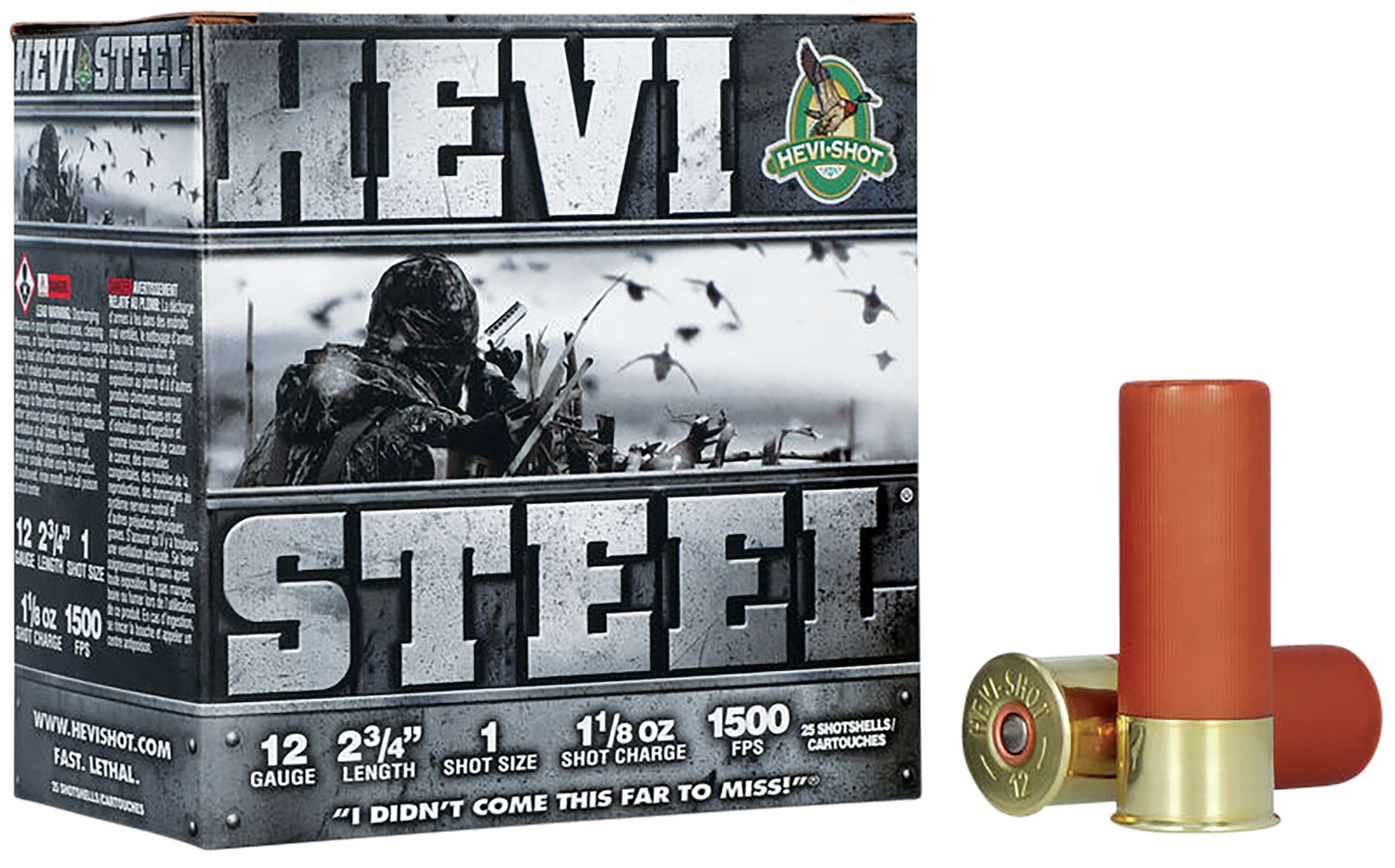 HEVI-Shot HS61221 HEVI-Steel  12Gauge 2.75" 1 1/8oz 1Shot 25 Rounds