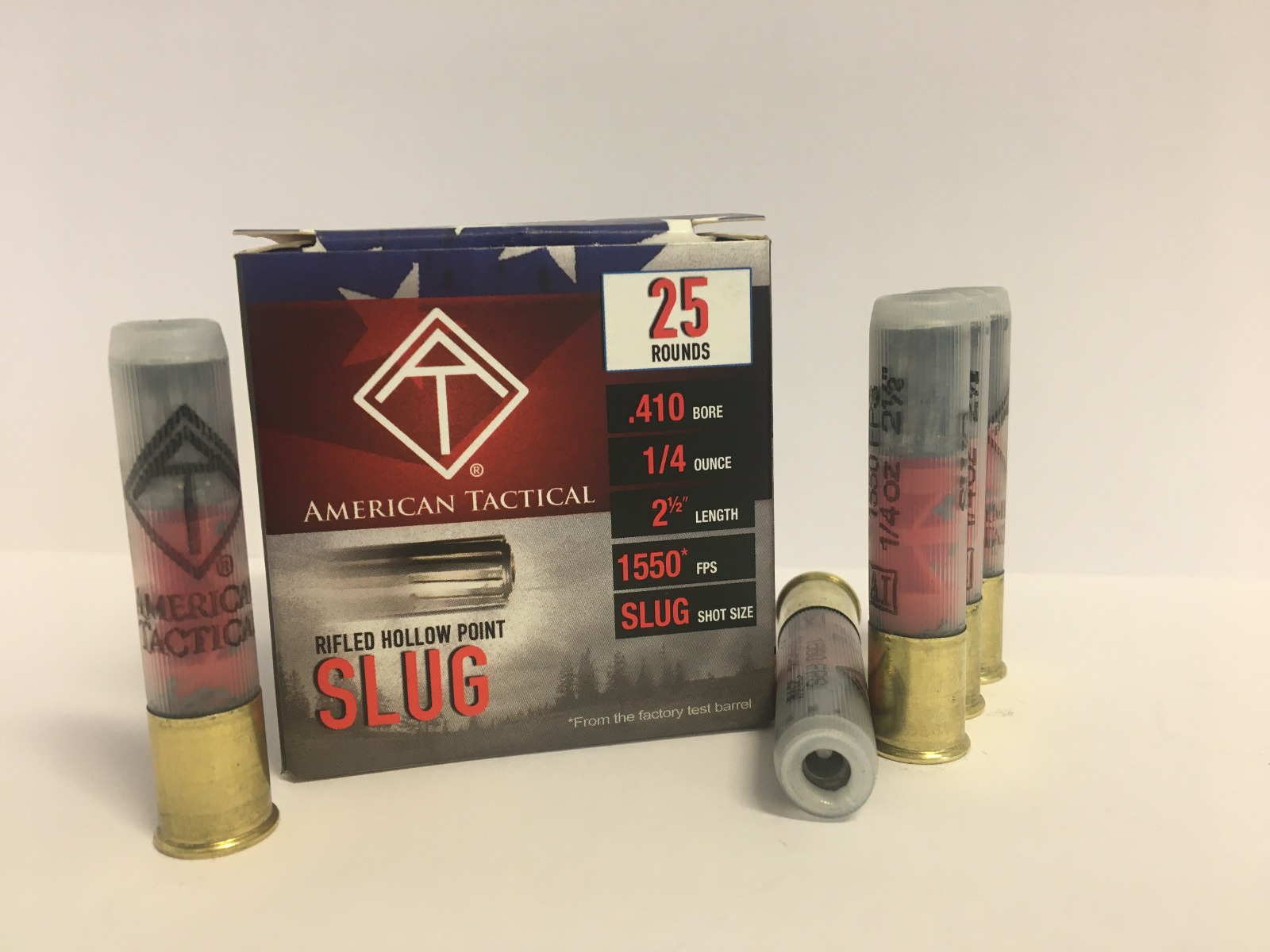 ATI .410ga Rifled Slug 2.5 inch Shotgun Shells - SLUG | 1550 fps | Rifled Hollow Point | 1 Case (10 boxes/250 rds)