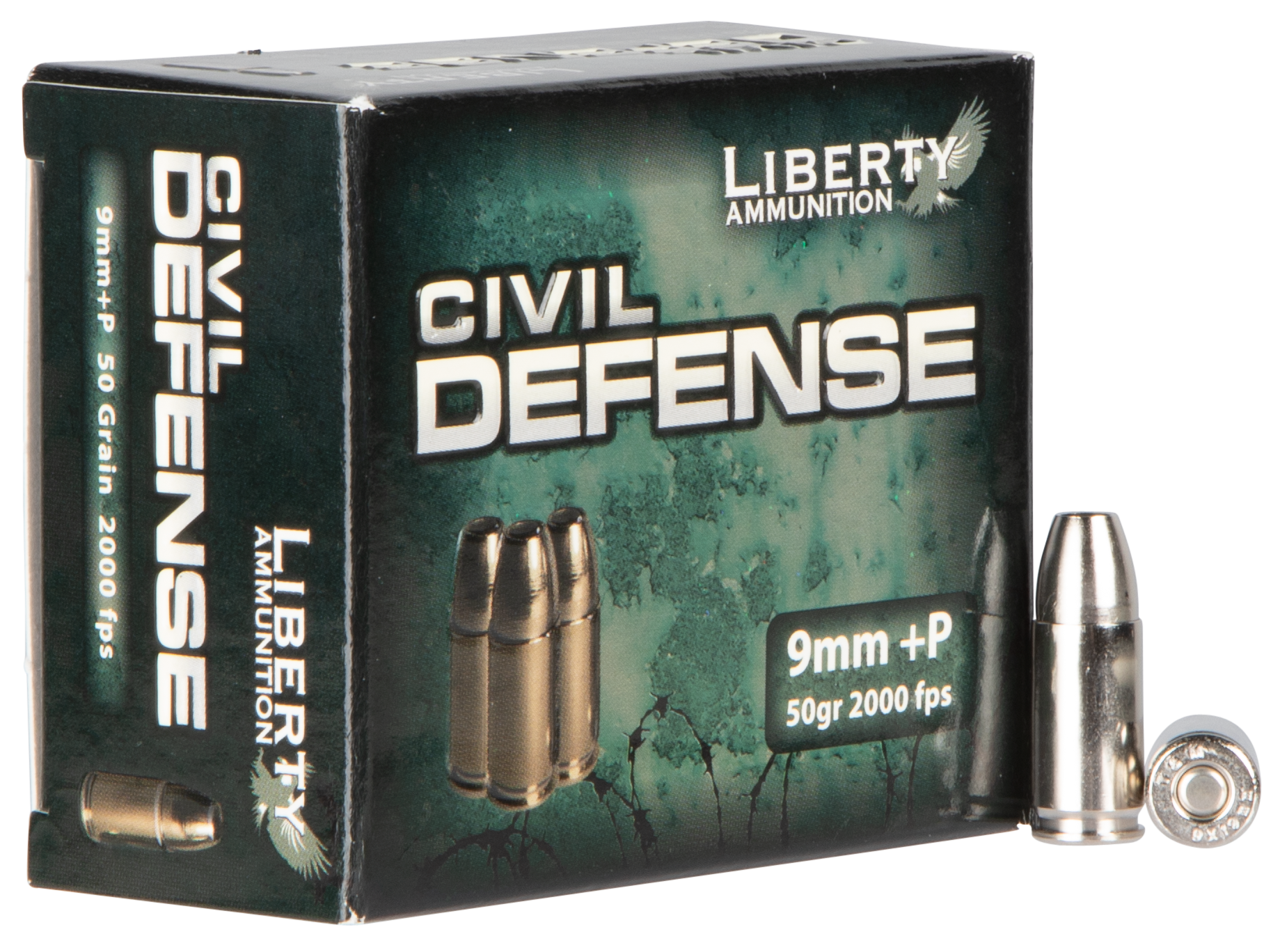 Liberty Ammunition LACD9014 Civil Defense  9mmLuger+P 50gr Lead Free Fragmenting Hollow Point 20 Rounds