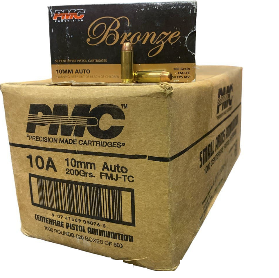 PMC Bronze 10mm Handgun Ammo Full Metal Jacket Truncated Cone 200 Grain 1000 Rounds