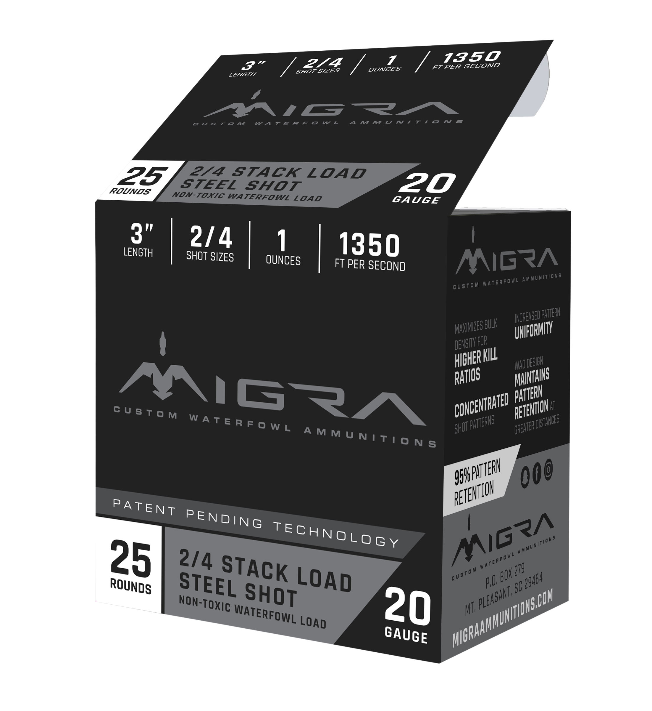 Migra Ammunitions, Migra Staxd Shotgun Ammo, 20 Gauge, Shot, 1 oz, 25 Rounds