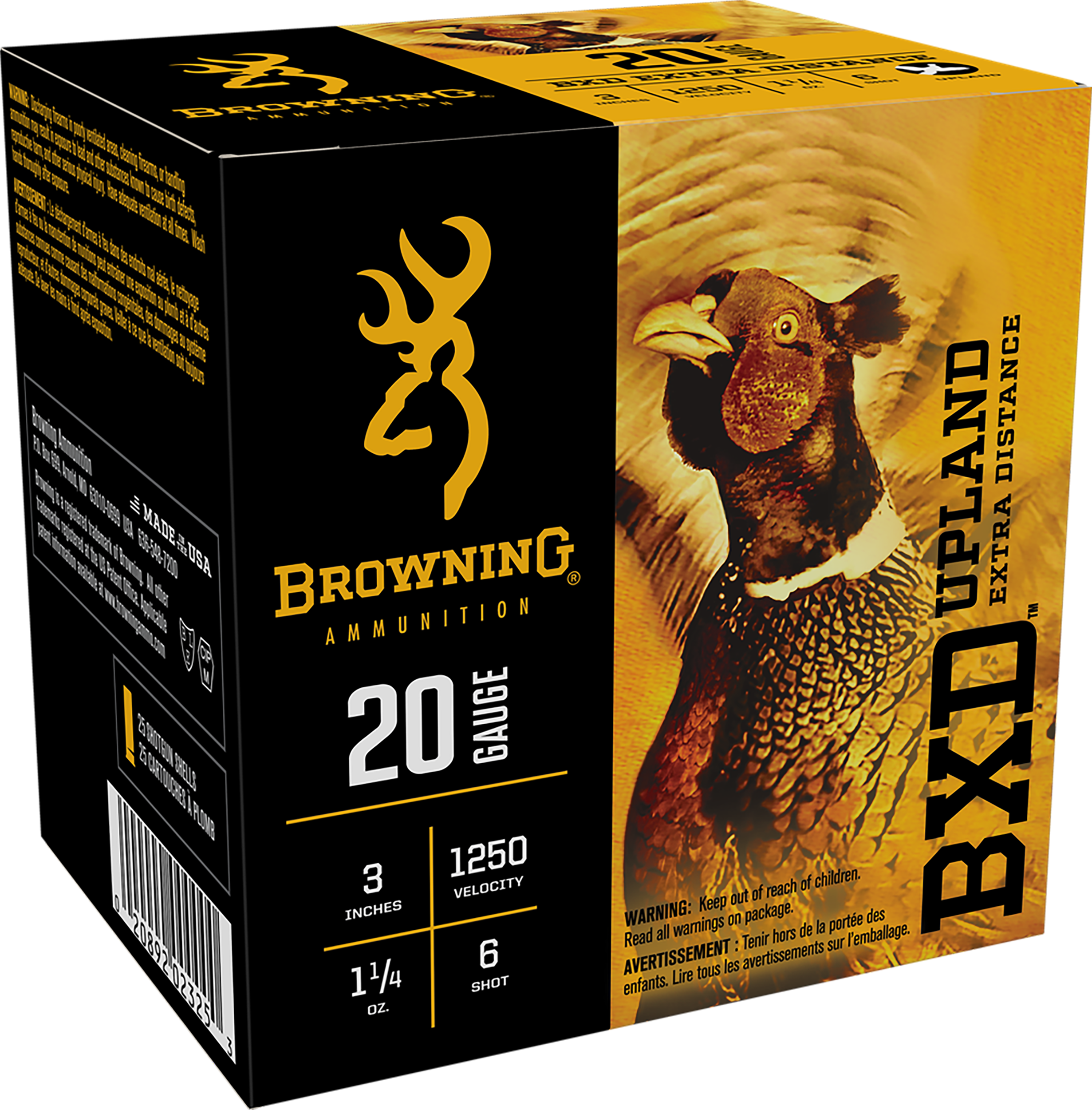Browning BXD Upland 20 Gauge Nickel-Plated Lead 1 1/4 Ounce 25 Rounds