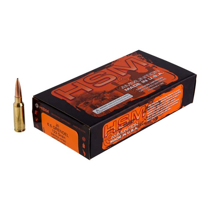 Hsm Match, 6.5mm Grendel, Hollow Point Boat Tail, 123 Grain, 20 Rounds