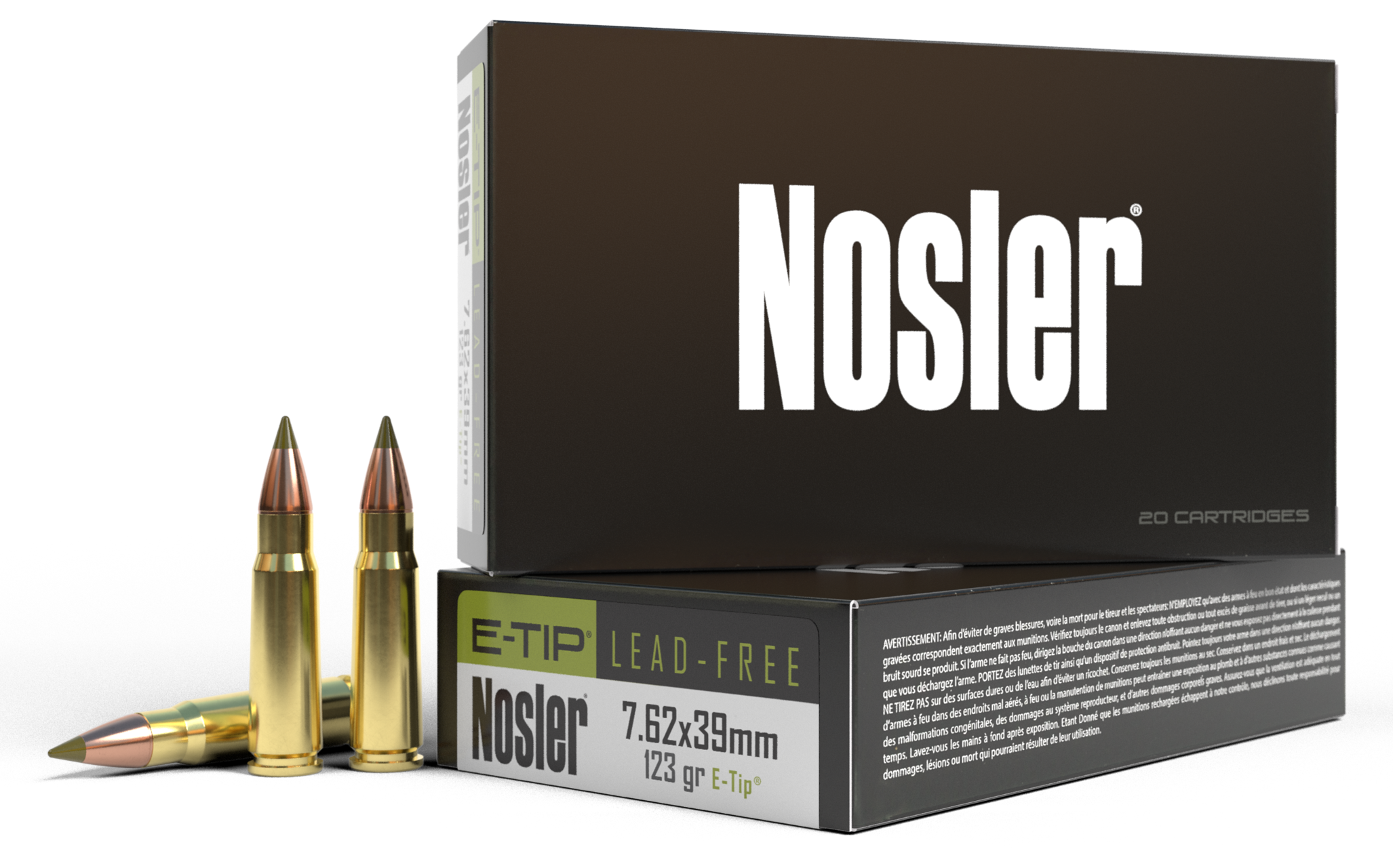 Nosler Expansion Tip 7.62x39mm E Tip Soft Point 123 Grain 20 Rounds