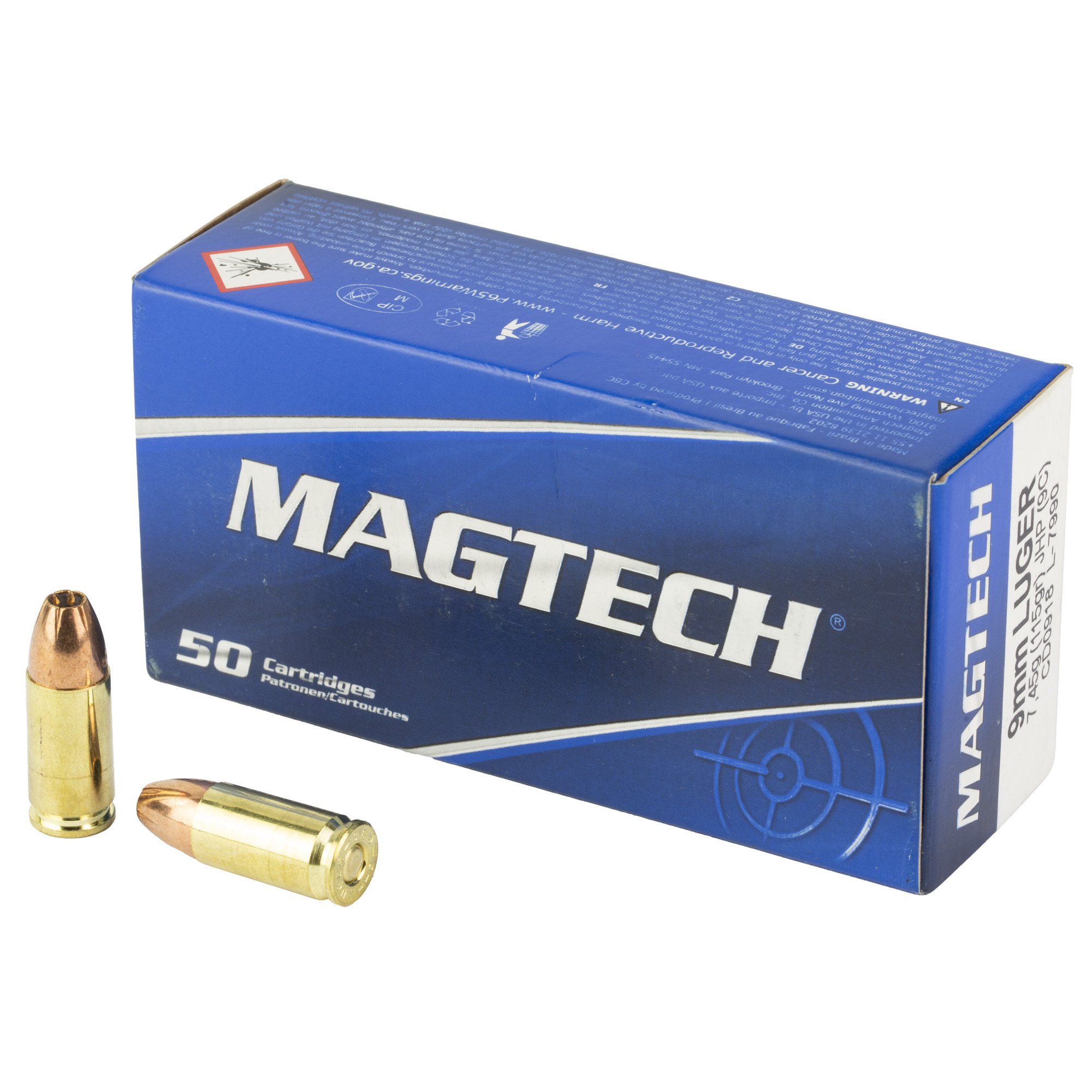 Magtech, Sport Shooting, 9mm Luger, Jacketed Hollow Point, 115 Grain, 50 Rounds