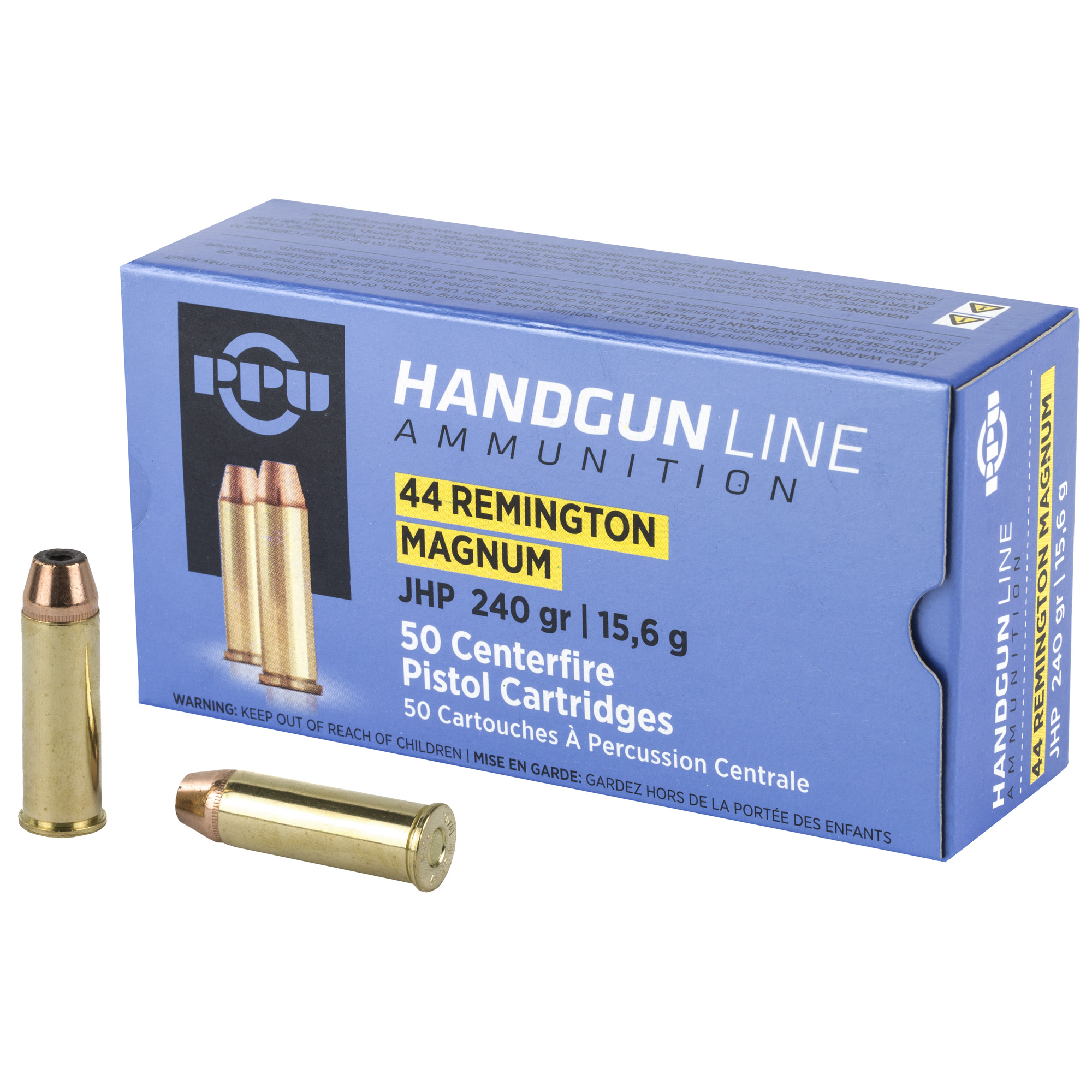Prvi Partisan PPH44MH 44 Remington Magnum Jacketed Hollow Point 240 Grain 50 Rounds