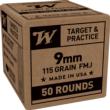 Winchester Service Grade 9mm Luger Full Metal Jacket 115 Grain 50 Rounds
