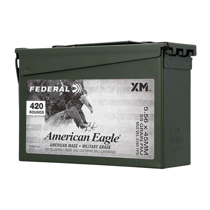 Federal American Eagle 5.56mm NATO Full Metal Jacket 55 Grain 420 Rounds