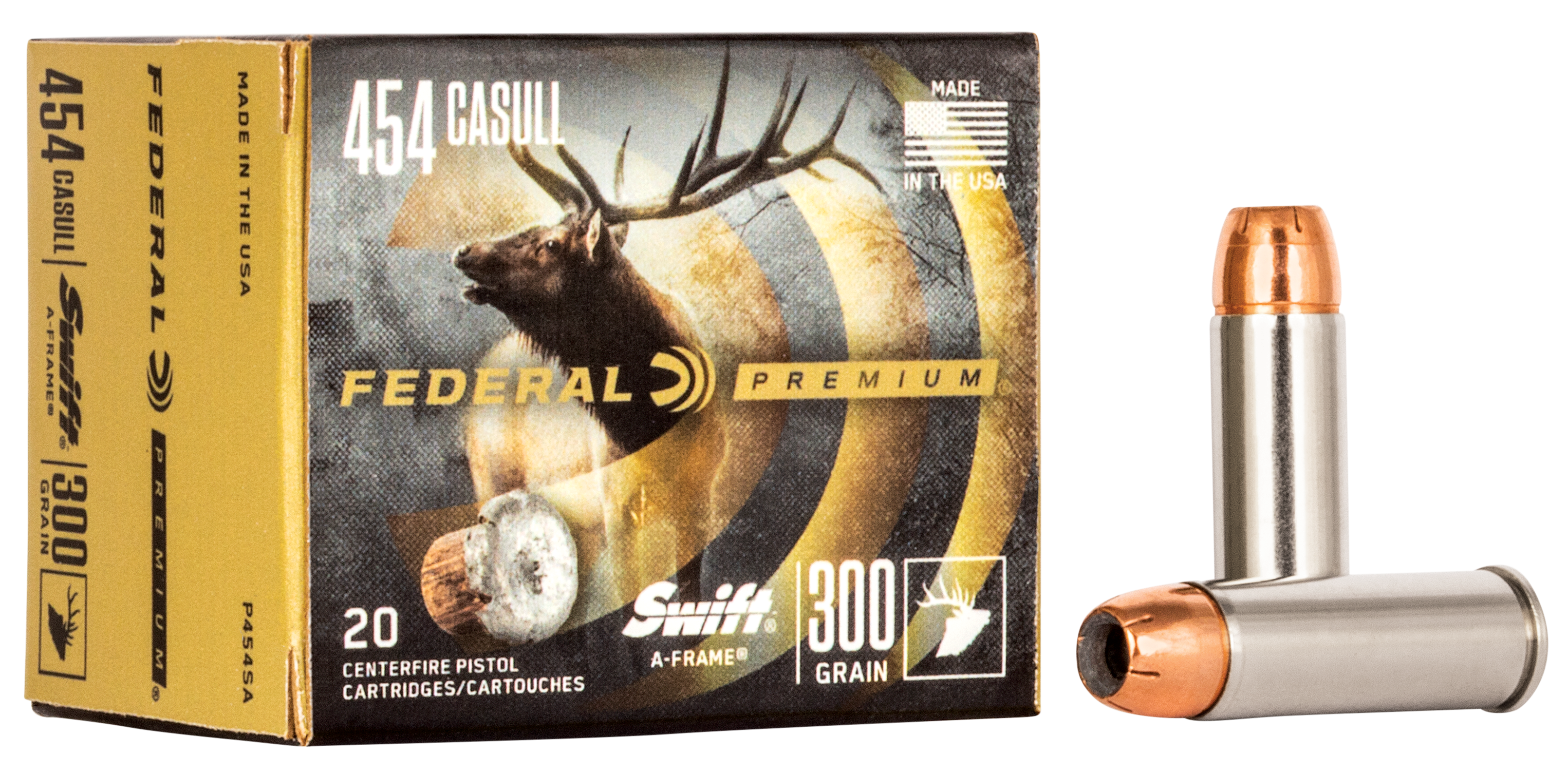 Federal Premium Pistol Ammo 454 Casull Swift A-Frame 300 Grain 20 Rounds