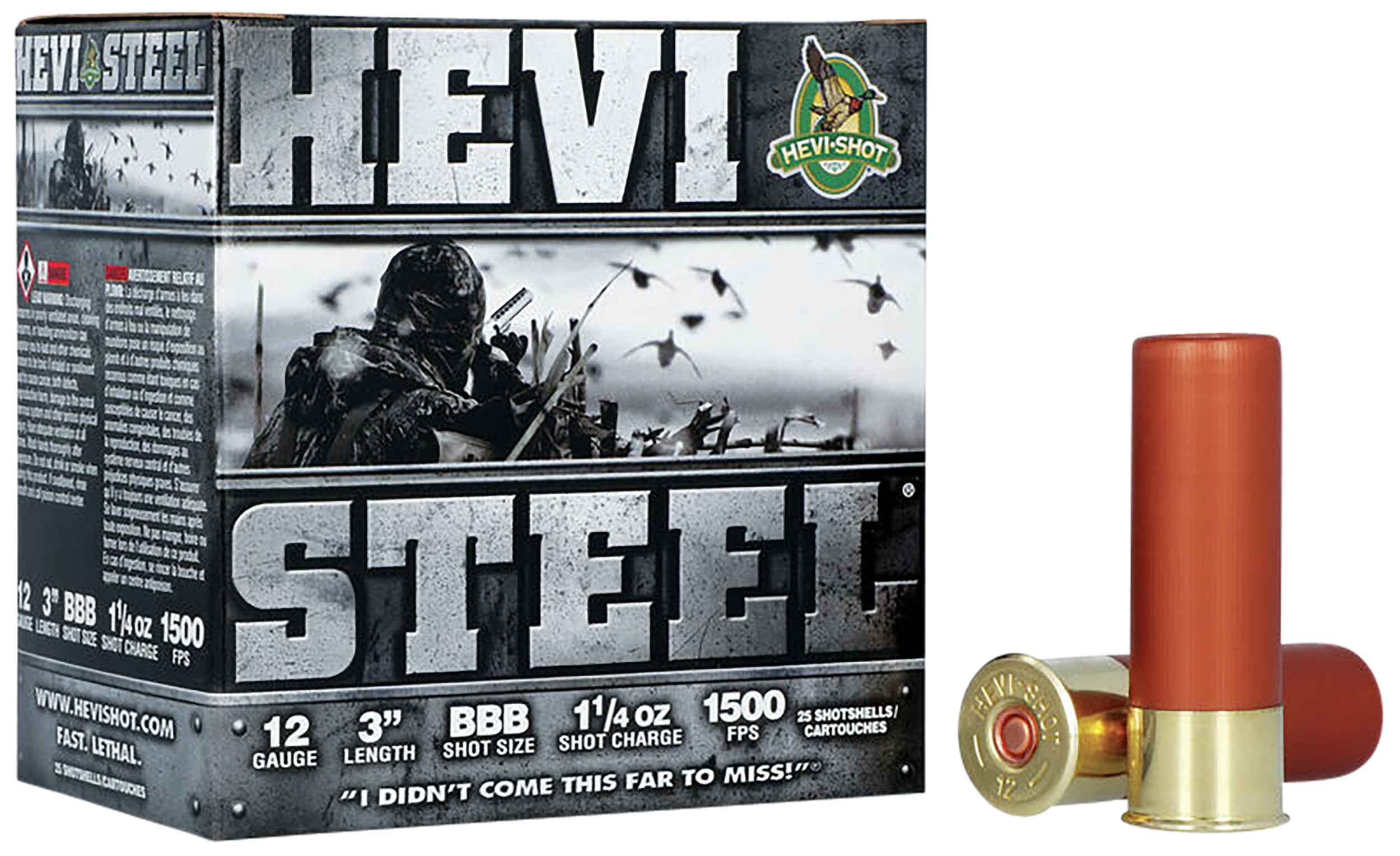 HEVI-Shot HS60888 HEVI-Steel  12Gauge 3" 1 1/4oz BBBShot 25 Rounds