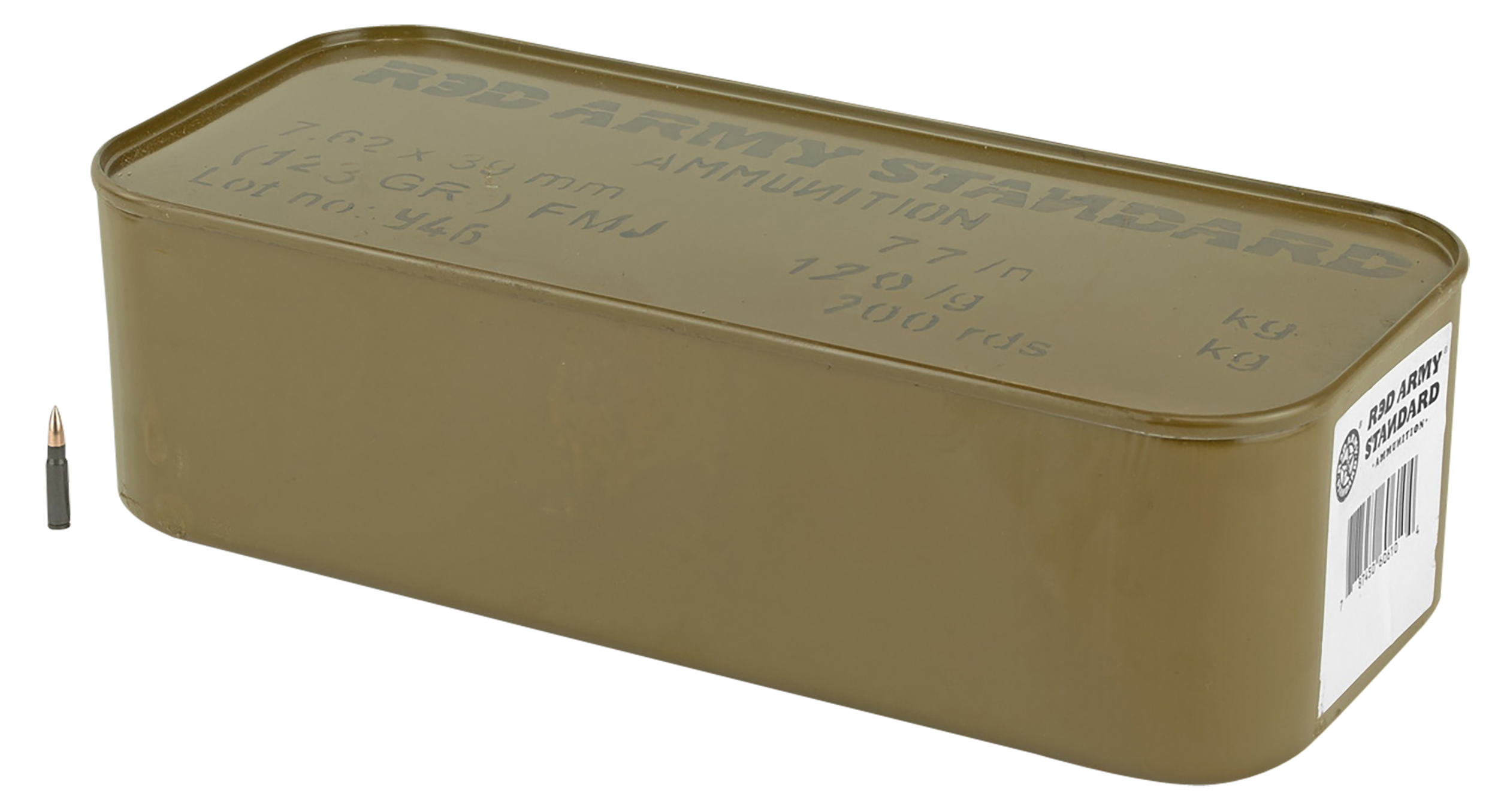 Century Arms Romanian Made 7.62x39 Rifle Ammo - 123gr Lead Core FMJ | Steel Case | 700rd Steel Tin