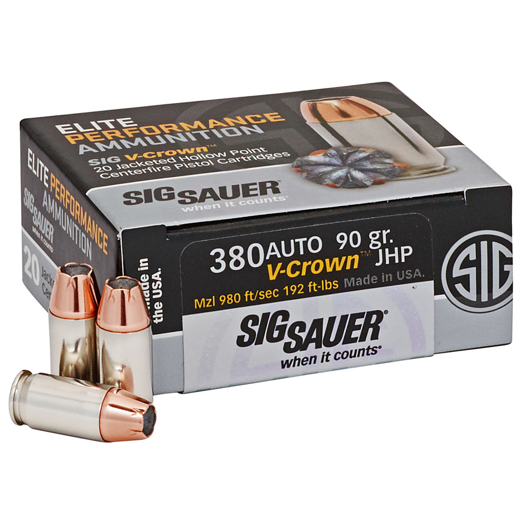 Sig Sauer Elite V-Crown 380 ACP Jacketed Hollow Point 95 Grain 20 Rounds