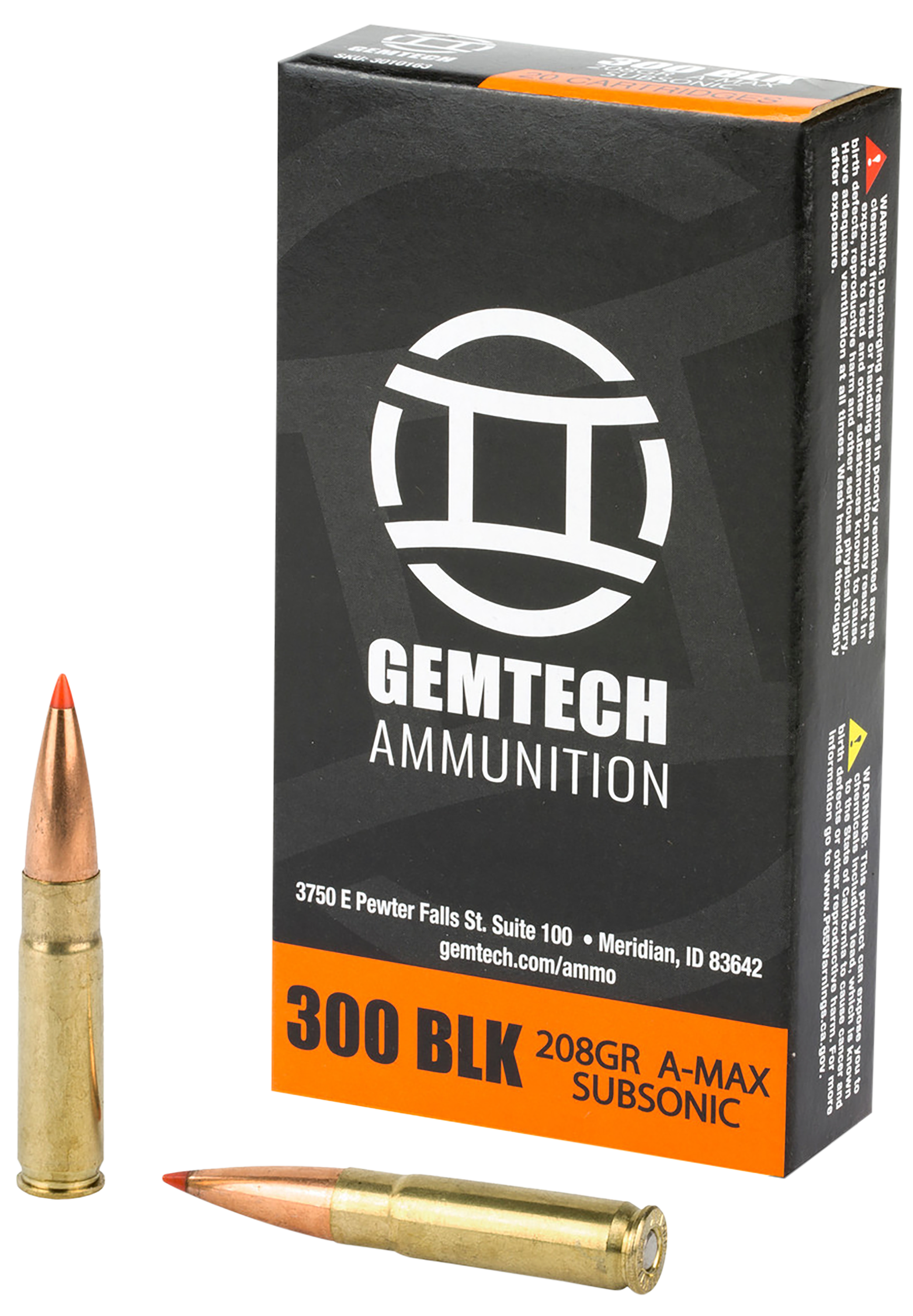 Gemtech 3010163 Subsonic  300Blackout 208gr Polymer Tip 20/Box