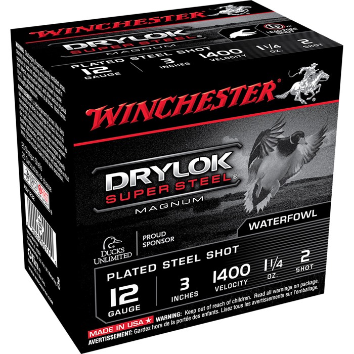 Winchester Drylok Super Steel Magnum 12 Gauge 1 1/4 Ounce 2 Shot 25 Rounds