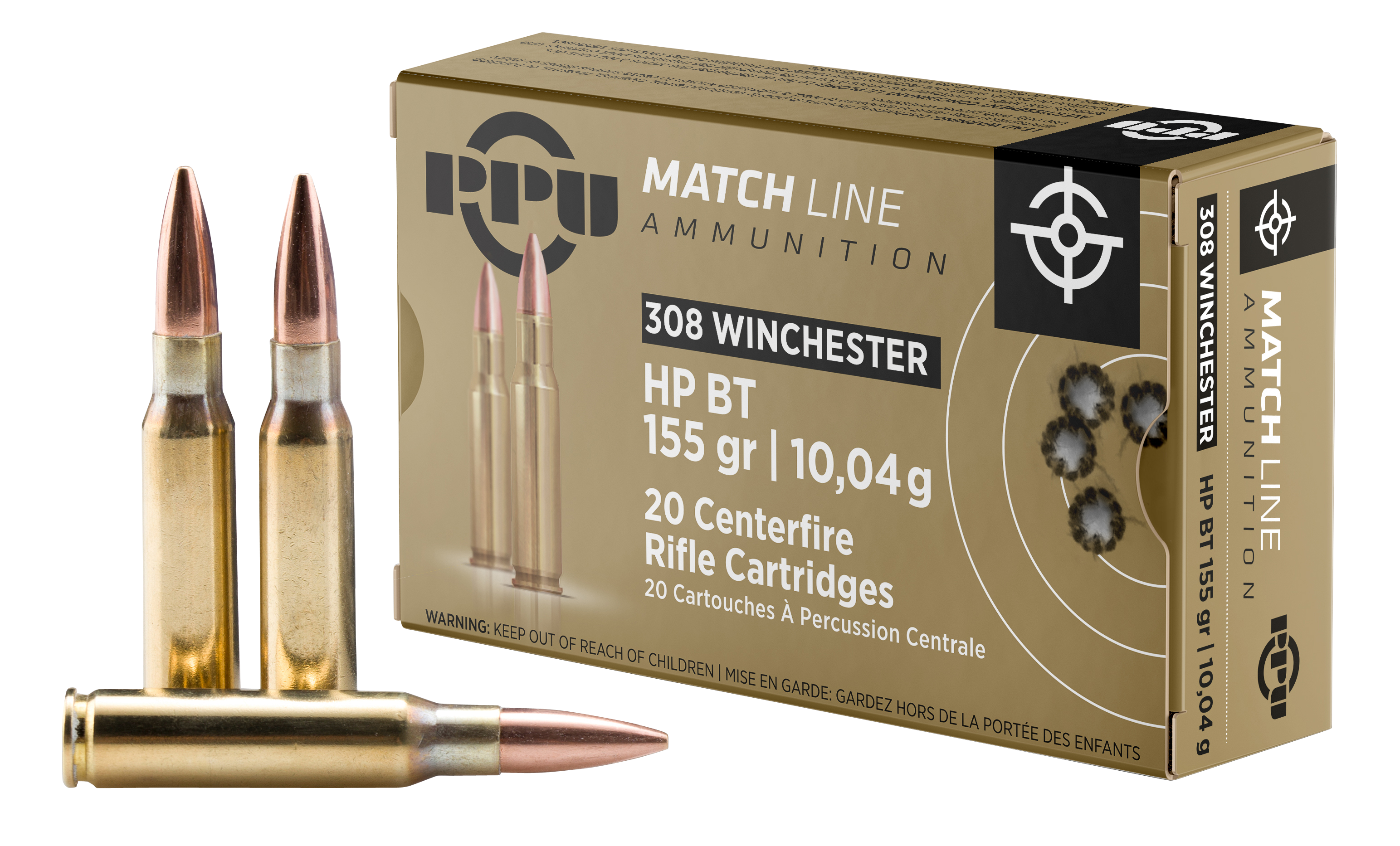 Prvi Partisan PPM3081 308 Winchester Hollow Point Boat Tail 155 Grain 20 Rounds