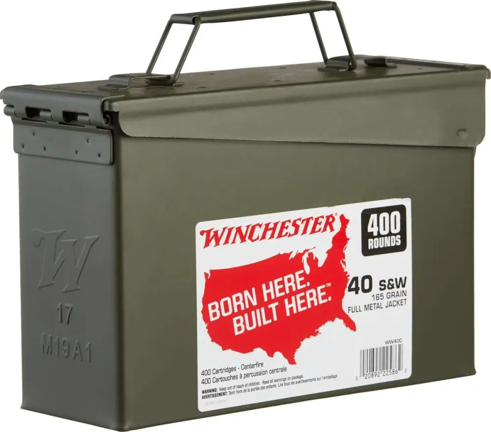 Winchester Usa Can 40 S&w Full Metal Jacket Truncated Cone 165 Grain 400 Rounds