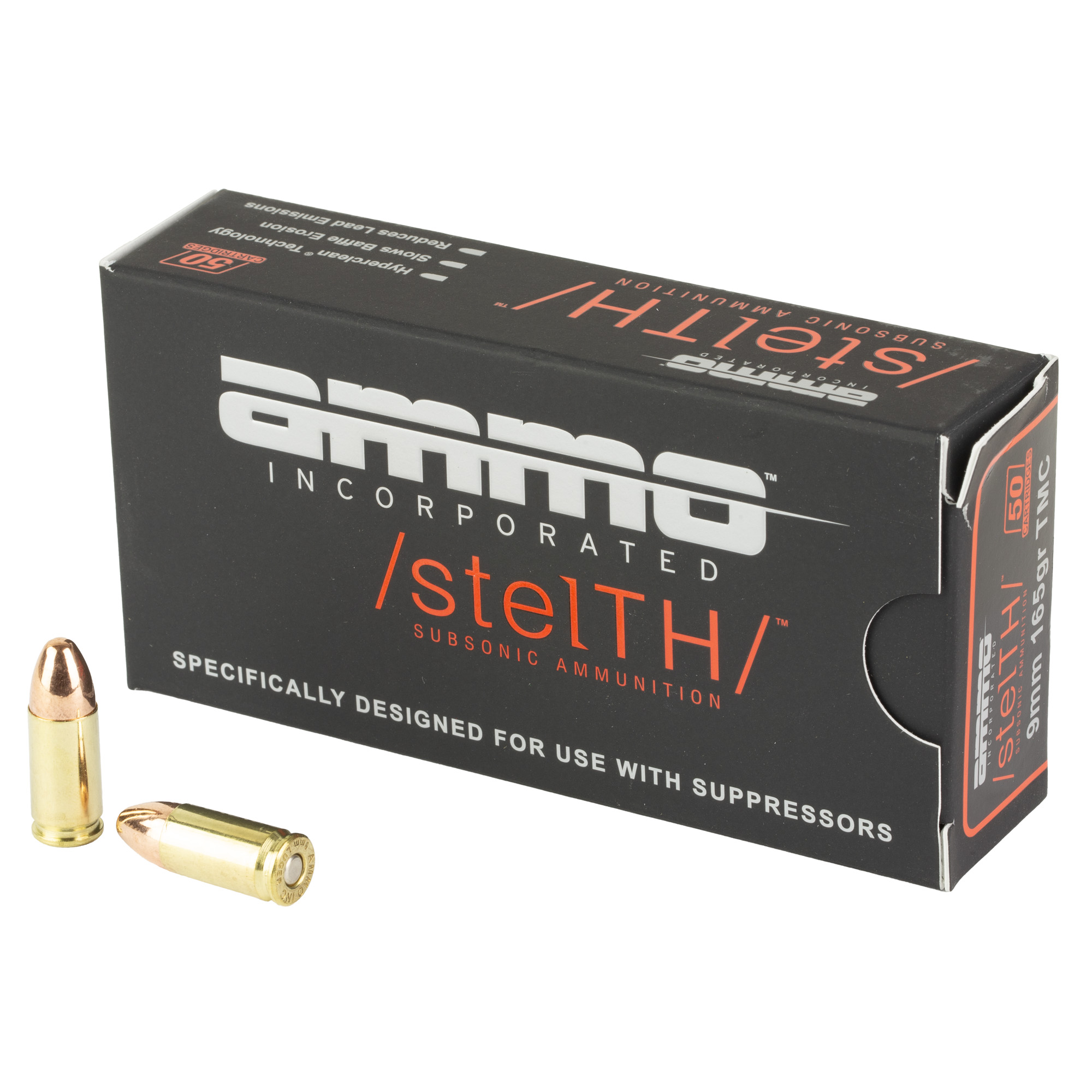 Ammo Inc stelTH Subsonic 9mm Luger Handgun Ammo - 165 Grain | TMC | 50rd Box
