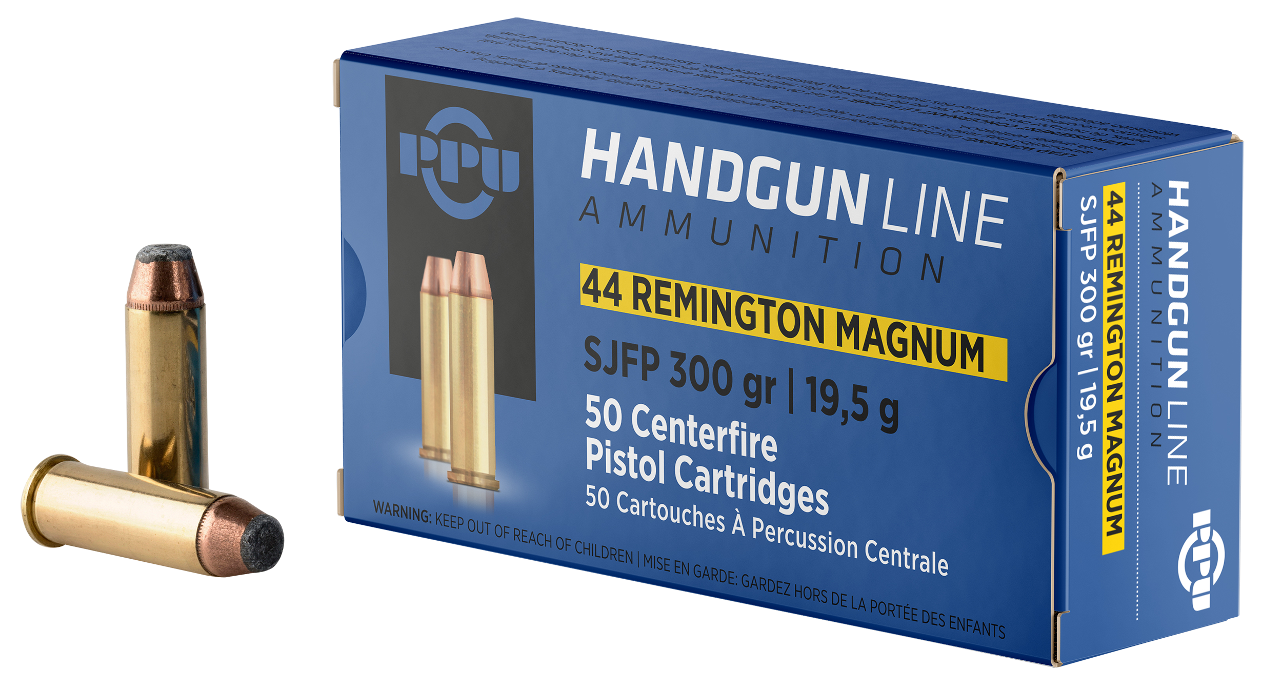 Prvi Partisan PPH44MF 44 Remington Magnum Semi Jacketed Flat Point 300 Grain 50 Rounds