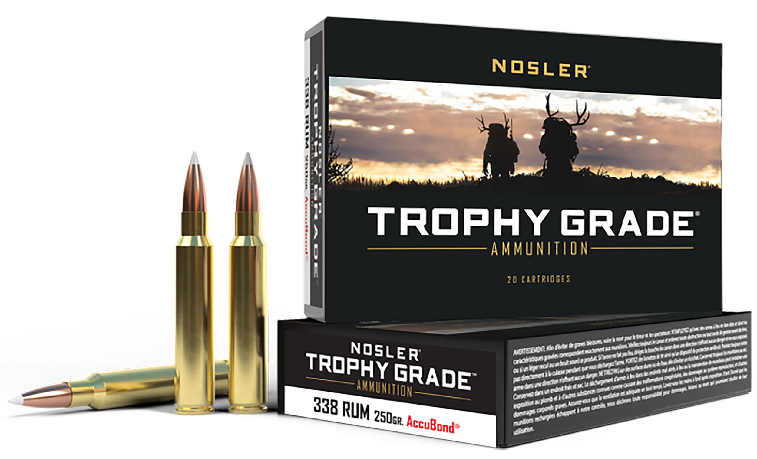 Nosler Trophy Grade 338 Remington Ultra Magnum AccuBond 250 Grain 20 Rounds