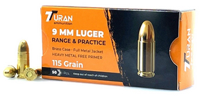 Turan 9mm 115gr Fmj Brass Case R&p 1000rd
