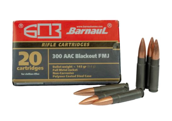 Barnaul 300BLK Rifle Ammo - 145 Grain | FMJ | Steel Casing | 500rd Case