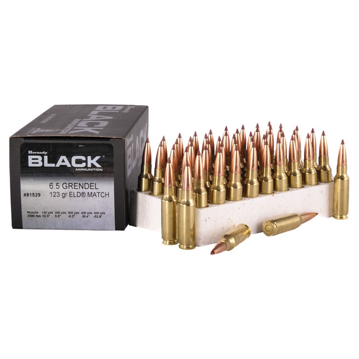 Hornady, Eld Match, 6.5 Grendel, Polymer Tipped, 123 Grain, 50 Rounds