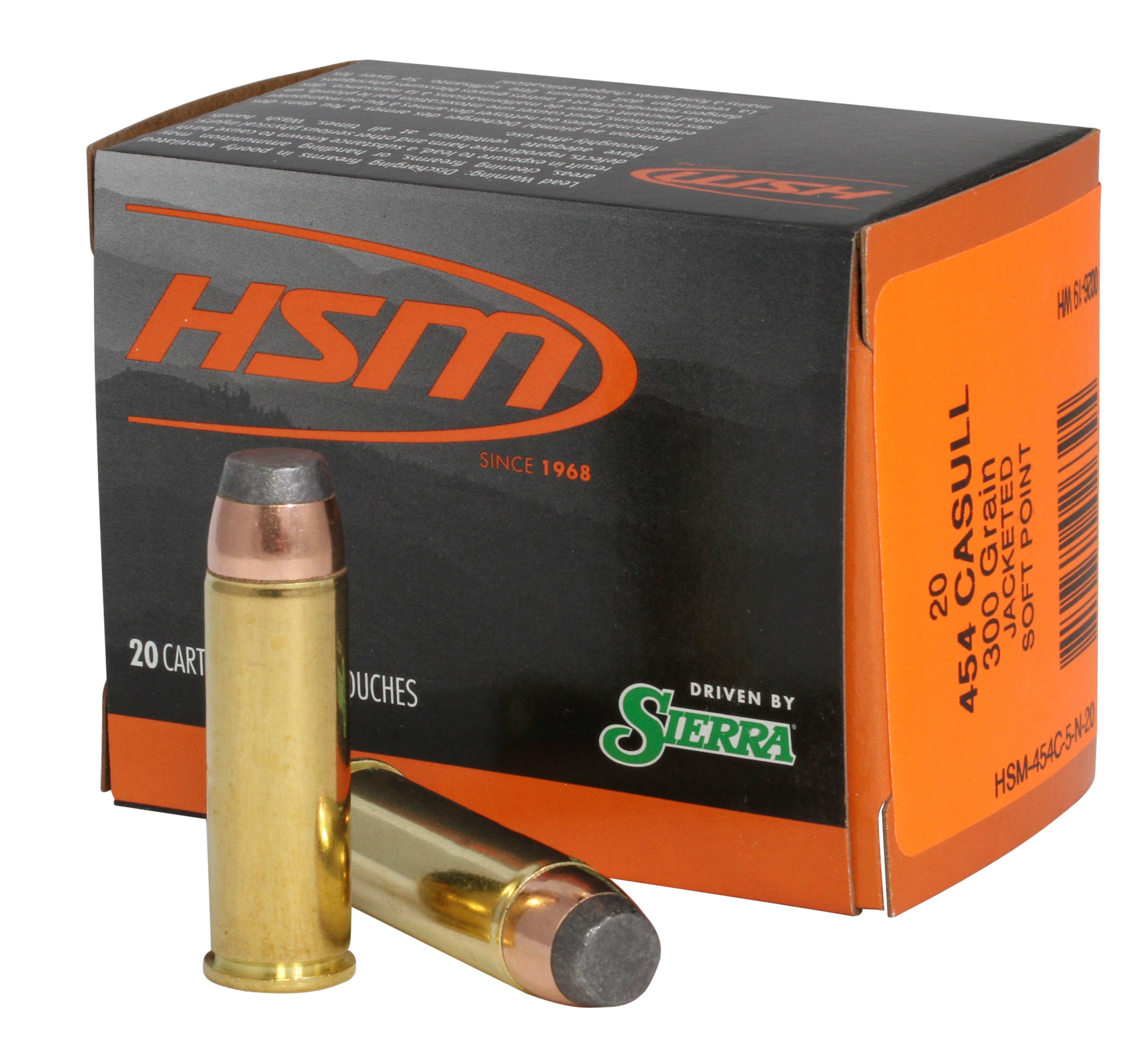 HSM Pro Pistol 454 Casull Jacketed Soft Point 300 Grain 20 Rounds