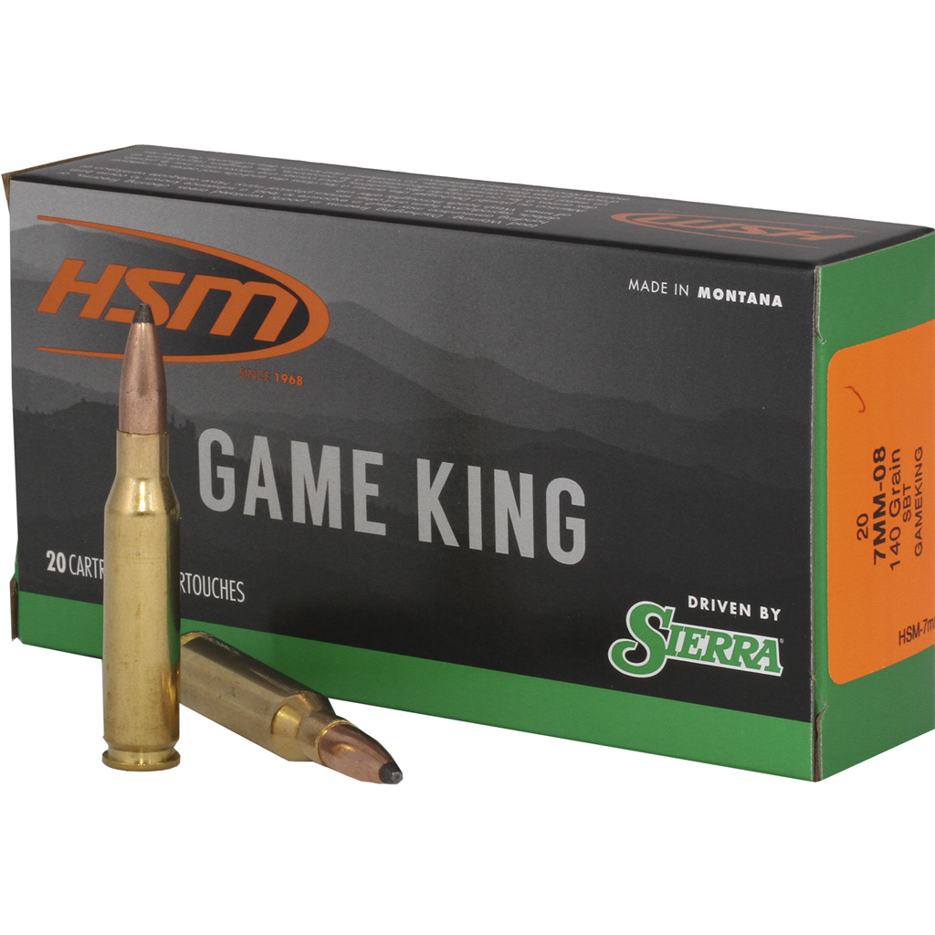HSM Game King 7mm-08 Remington Sierra Spitzer Boat Tail 140 Grain 20 Rounds