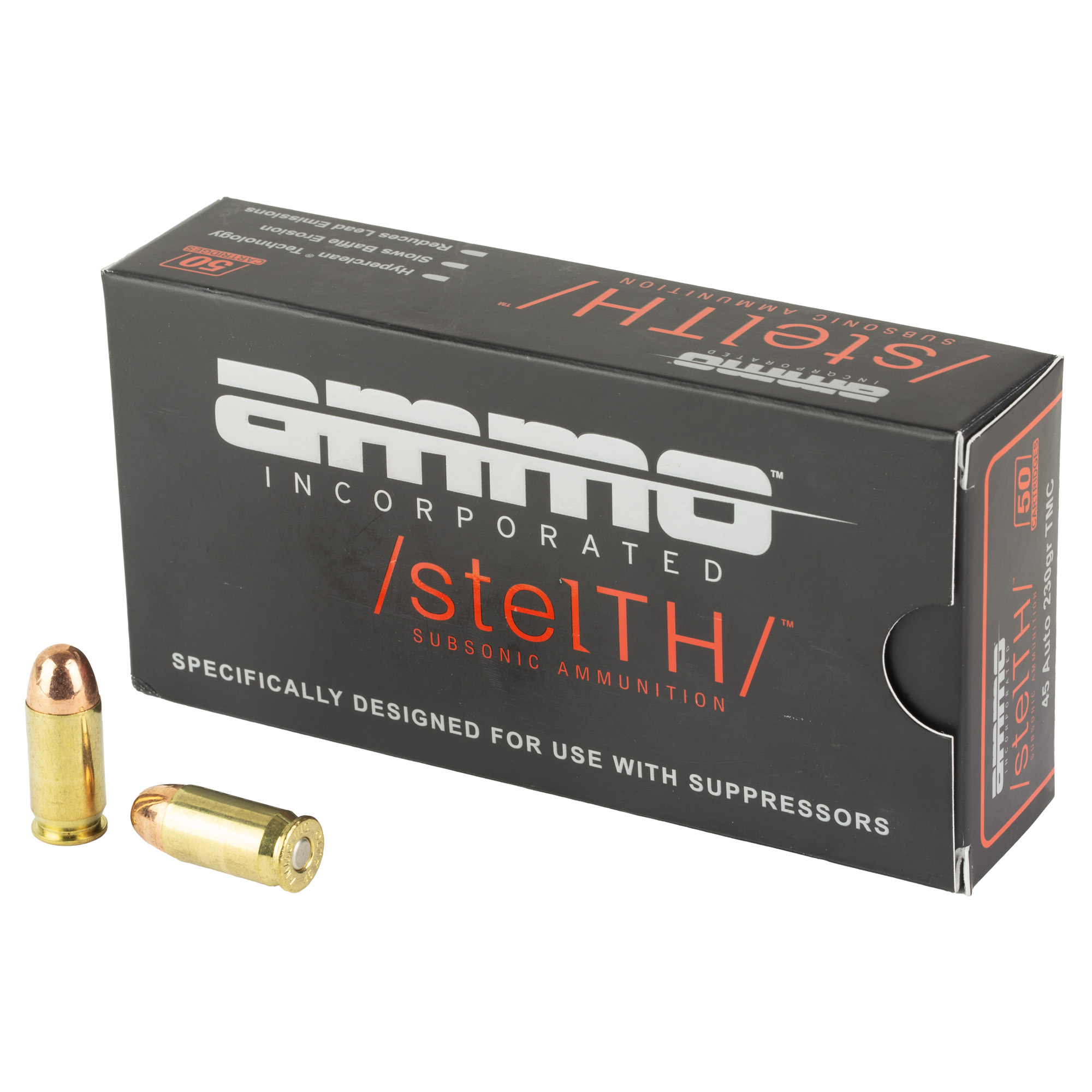 Ammo Inc 45230TMCSTL stelTH  45ACP 230gr Total Metal Case 50 Per Box/20 Case