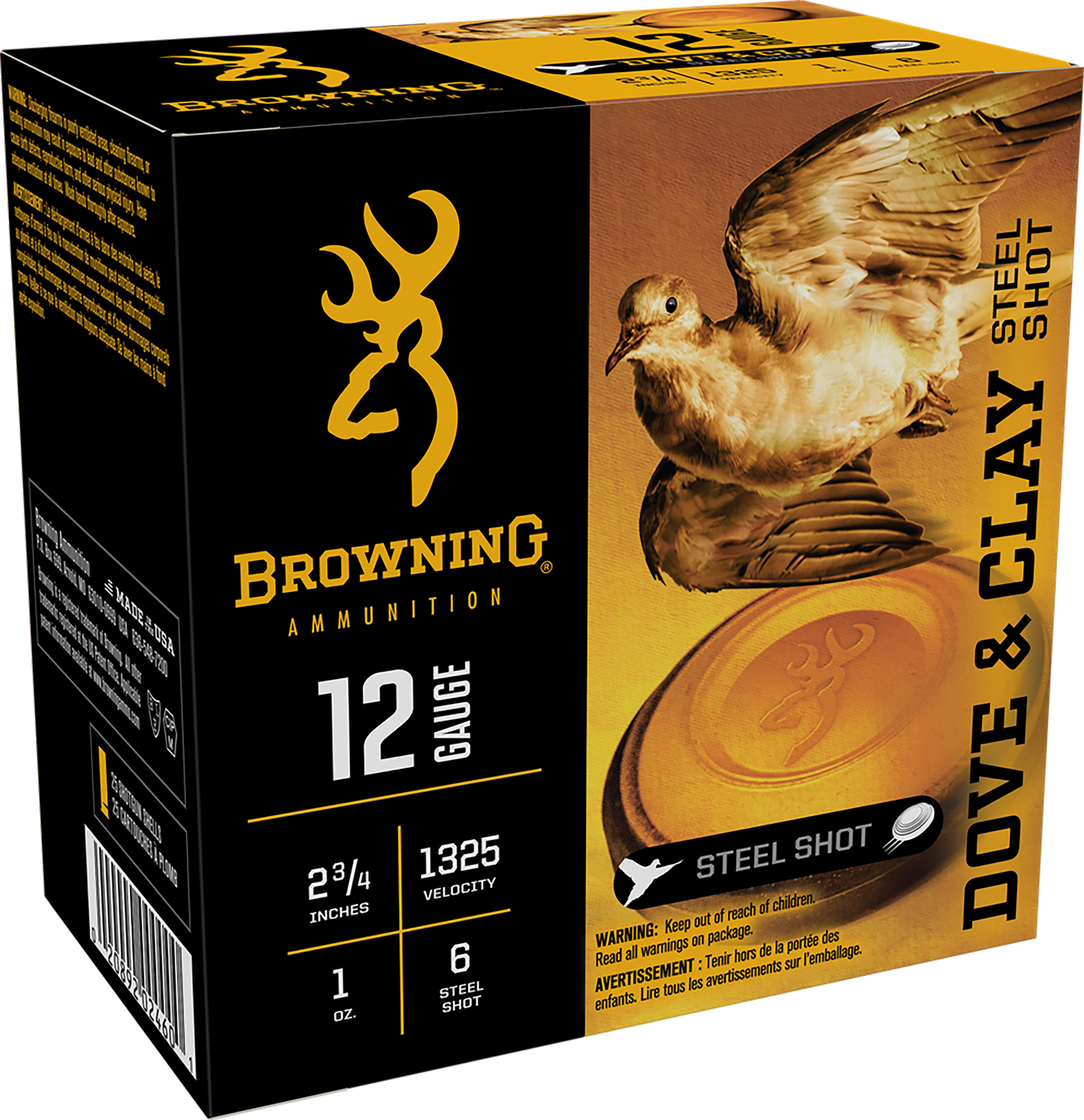 Browning Dove & Clay 12 Gauge Steel Shot 1 Ounce 6 Shot 25 Rounds