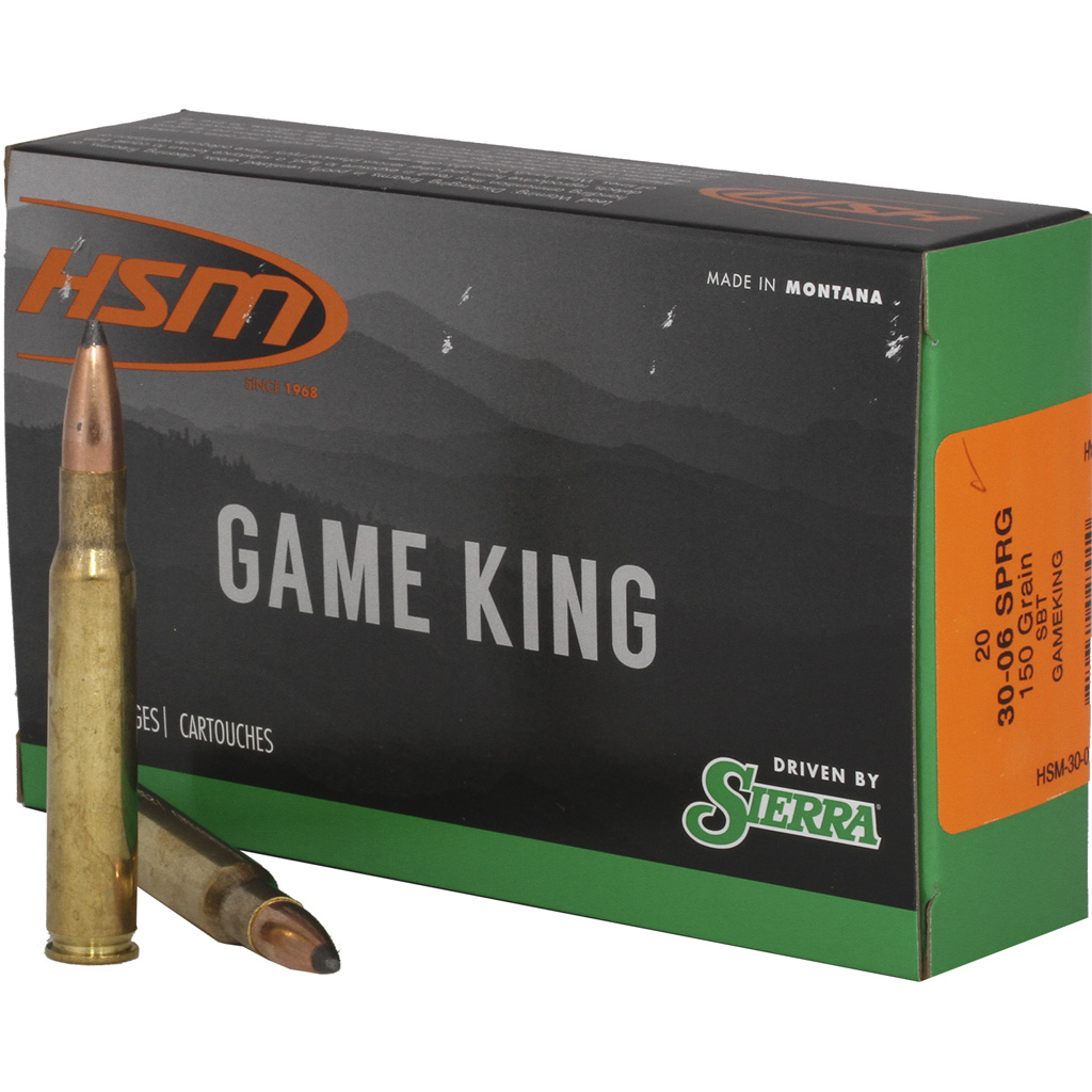 HSM Game King 30-06 Springfield Sierra Spitzer Boat Tail 150 Grain 20 Rounds