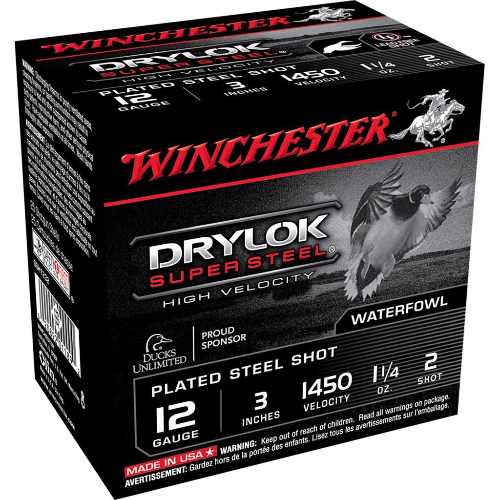 Winchester Drylok High Velocity 12 Gauge Plated Load 1 1/4 Ounce 2 Shot 25 Rounds