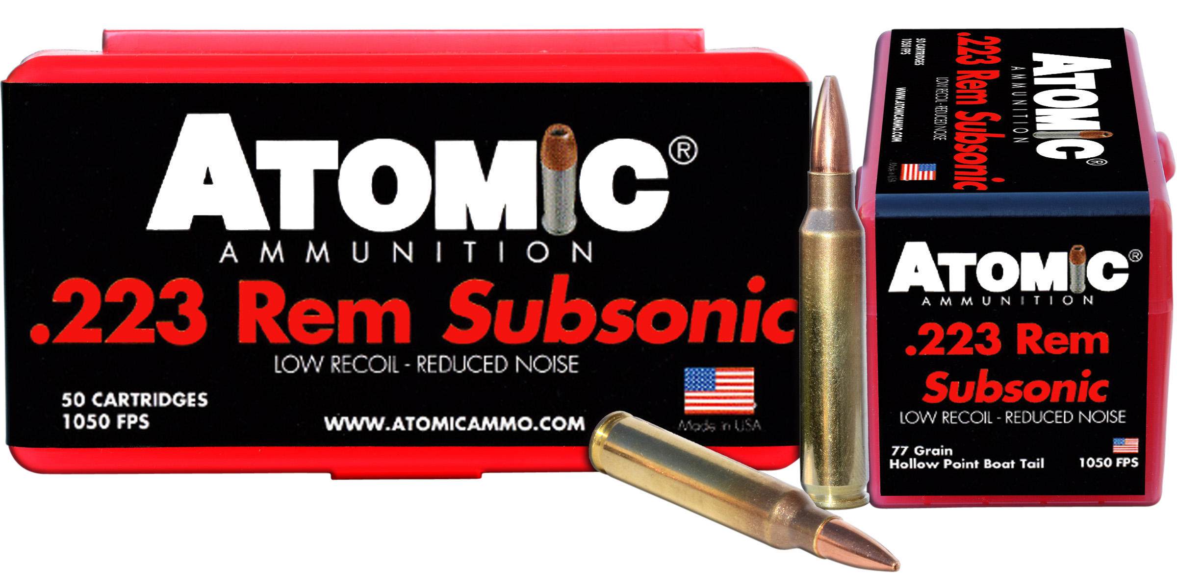 Atomic Ammunition 00429 Rifle Subsonic 223 Rem 77 gr Hollow Point Boat Tail 50 Rounds