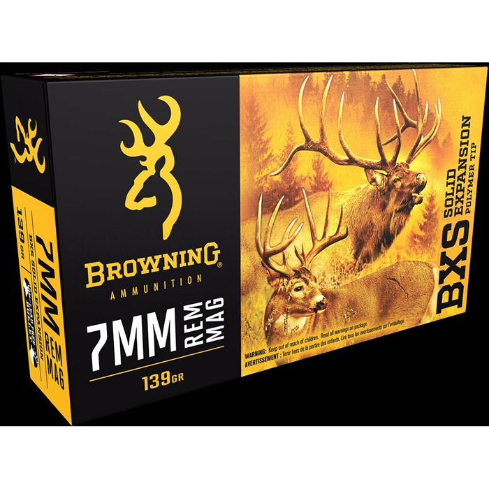 Browning BXS Copper Expansion 7mm Remington Magnum Lead Free Solid Expansion 139 Grain 20 Rounds