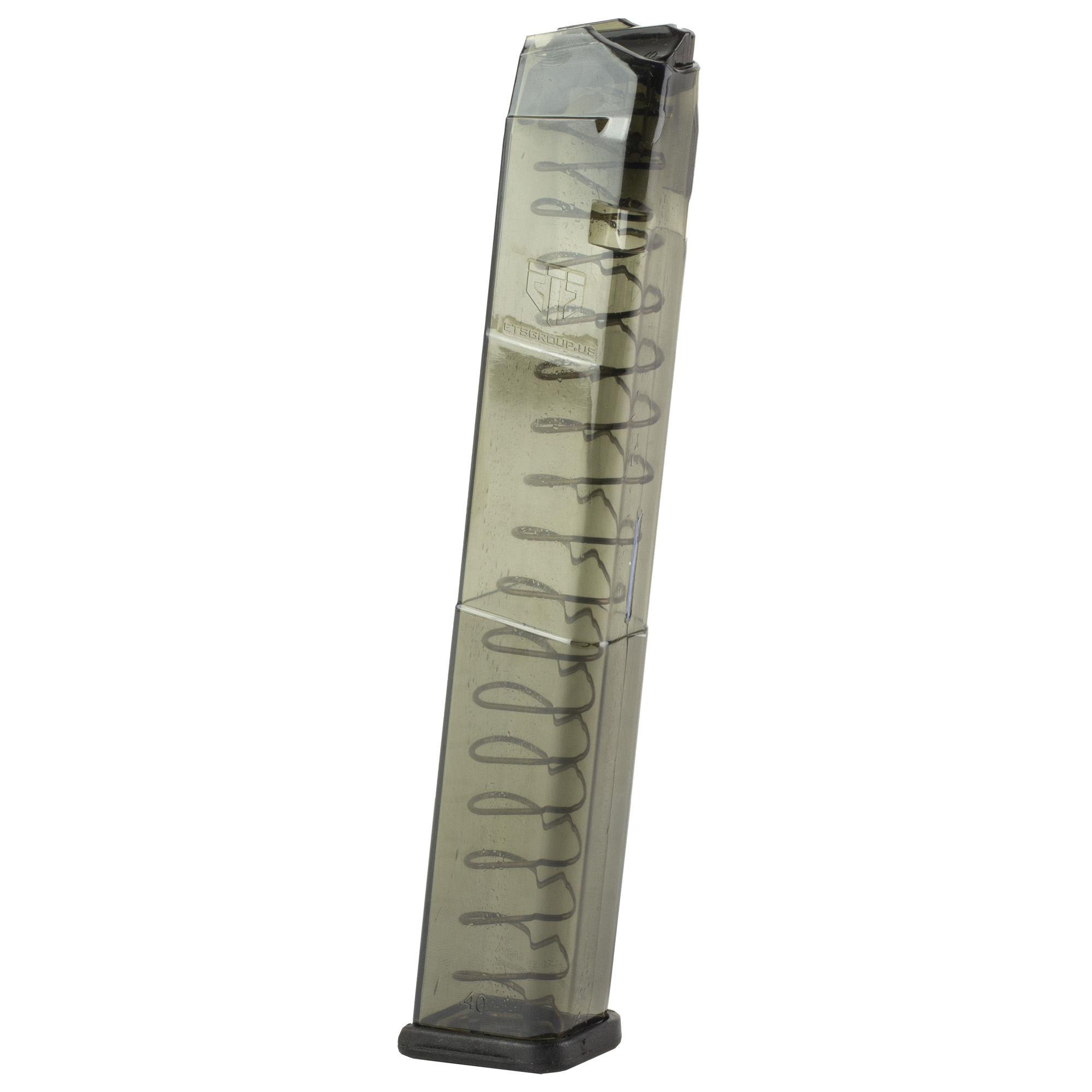 ETS Group 30rd Extended 40 Cal Magazine Compatible with Glock 22 23 24 27 35 Smoke Polymer