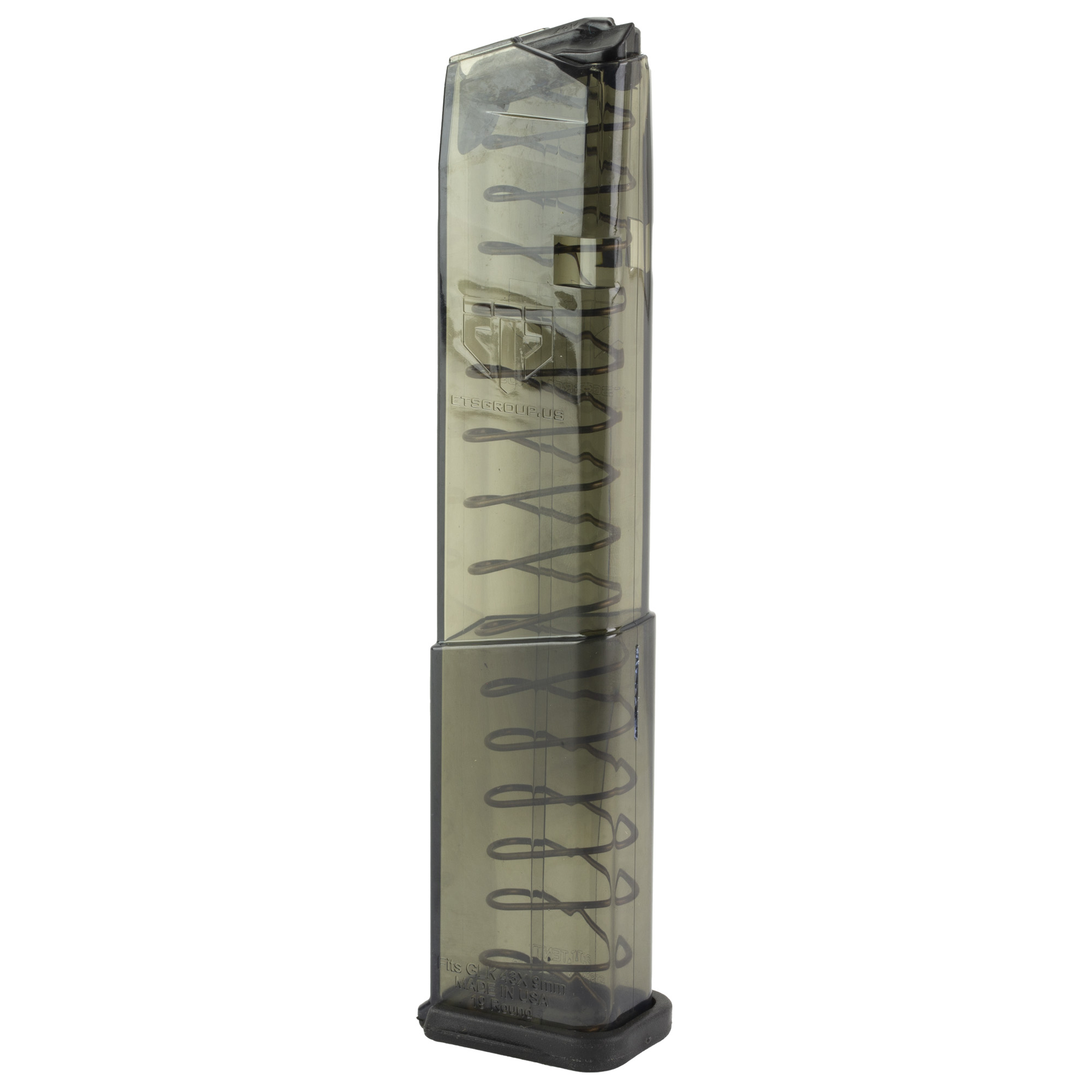 ETS Group 19rd Extended 9mm Luger Magazine Compatible with Glock 43X 48 Smoke