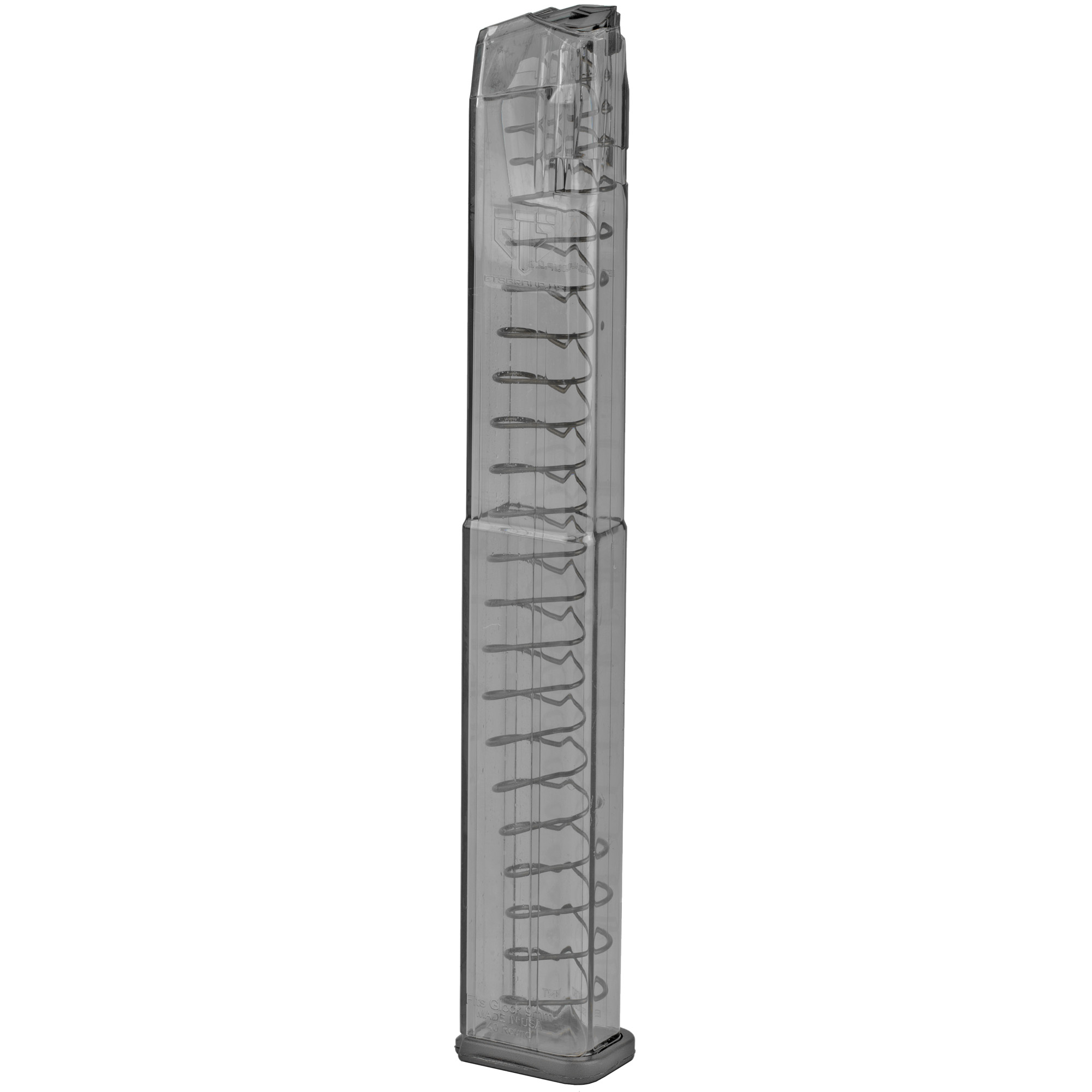 ETS 9mm Mag Fits Glock 17 18 19 26 34 40 Round Clear Magazine