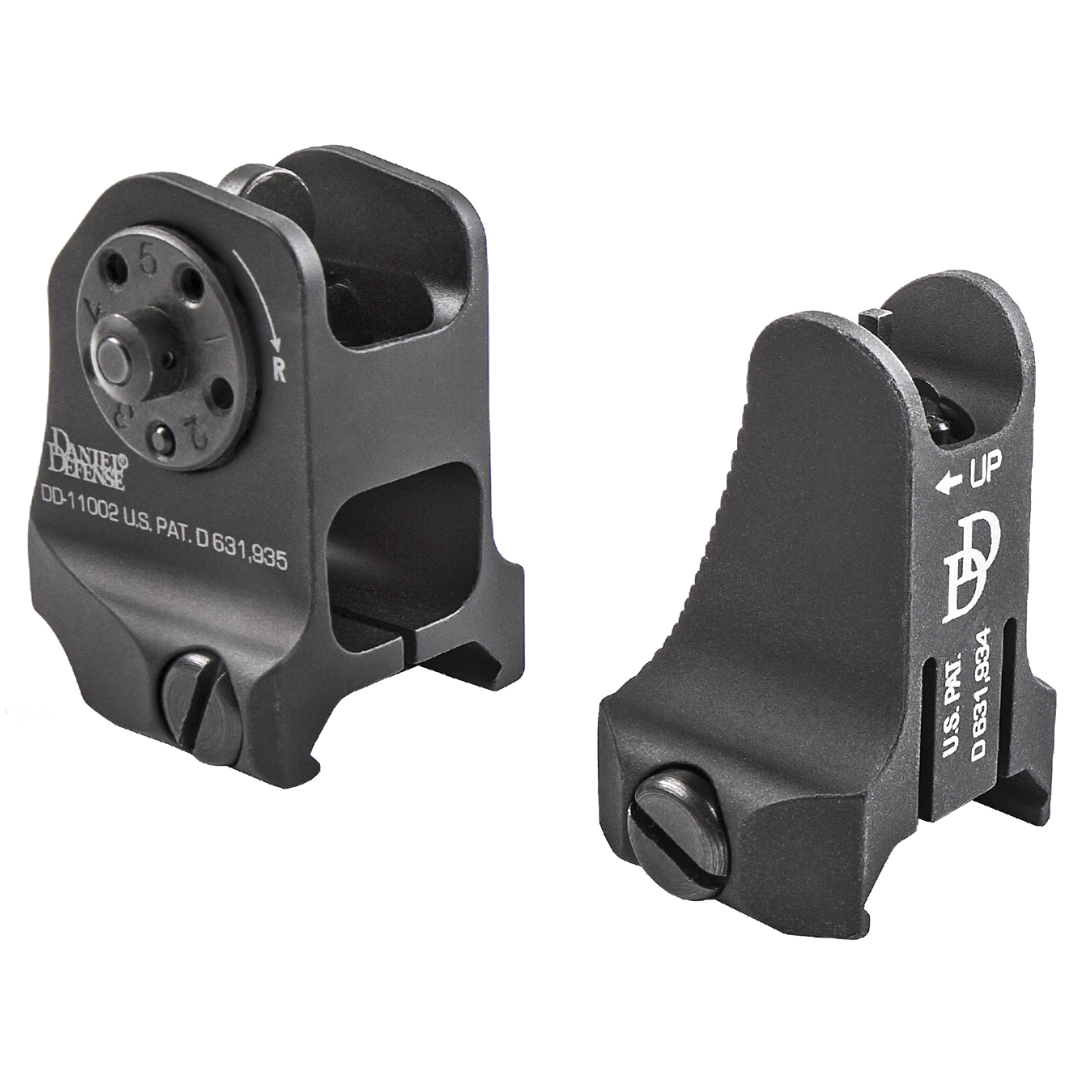 Daniel Defense 1908809116 AR-15 Iron Sight Set Black Hardcoat Anodized Fixed Front & Rear Sight
