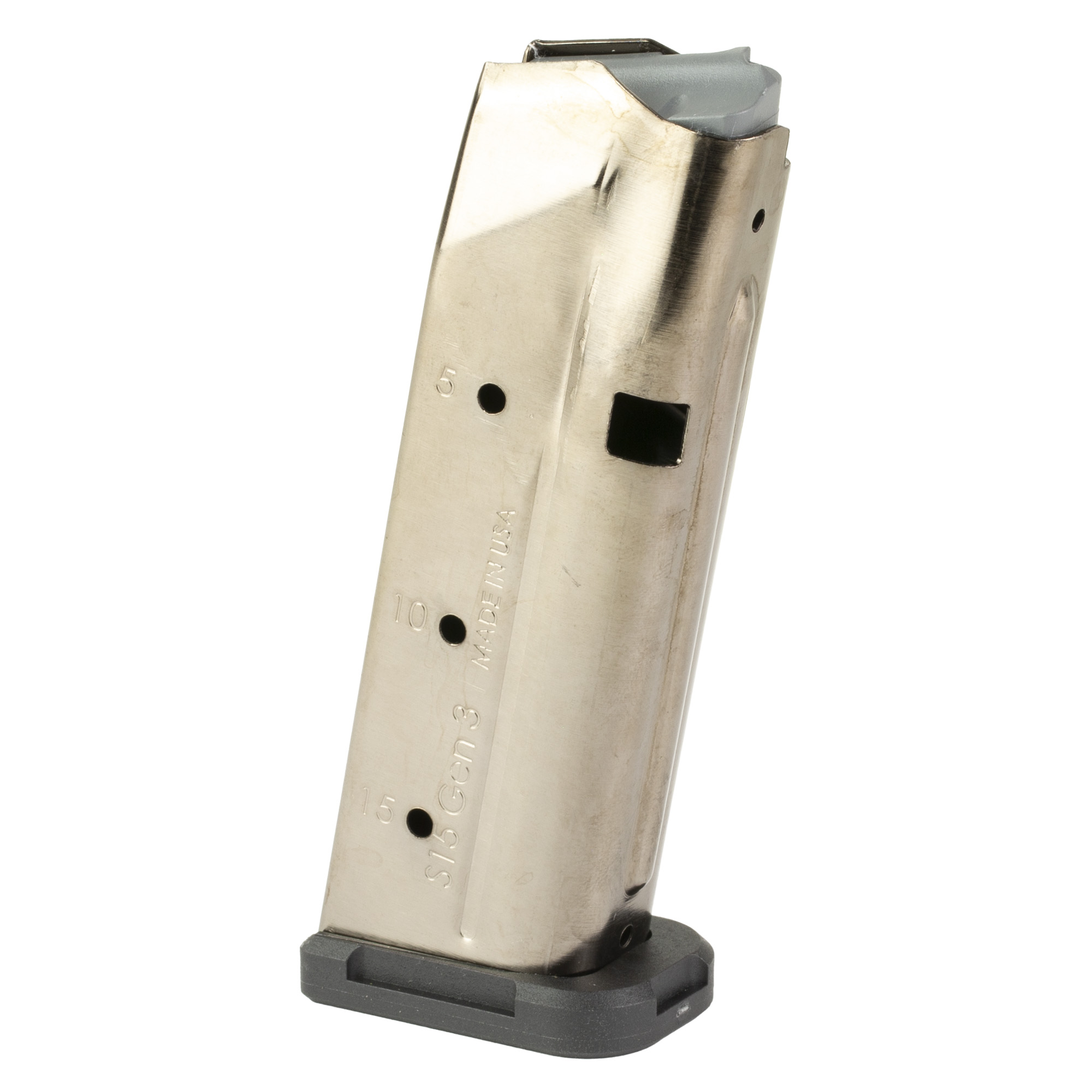 Shield Arms S15 Magazine Gen 3 15rd Flush 9mm Luger Fits Glock 48 43X Nickel Steel
