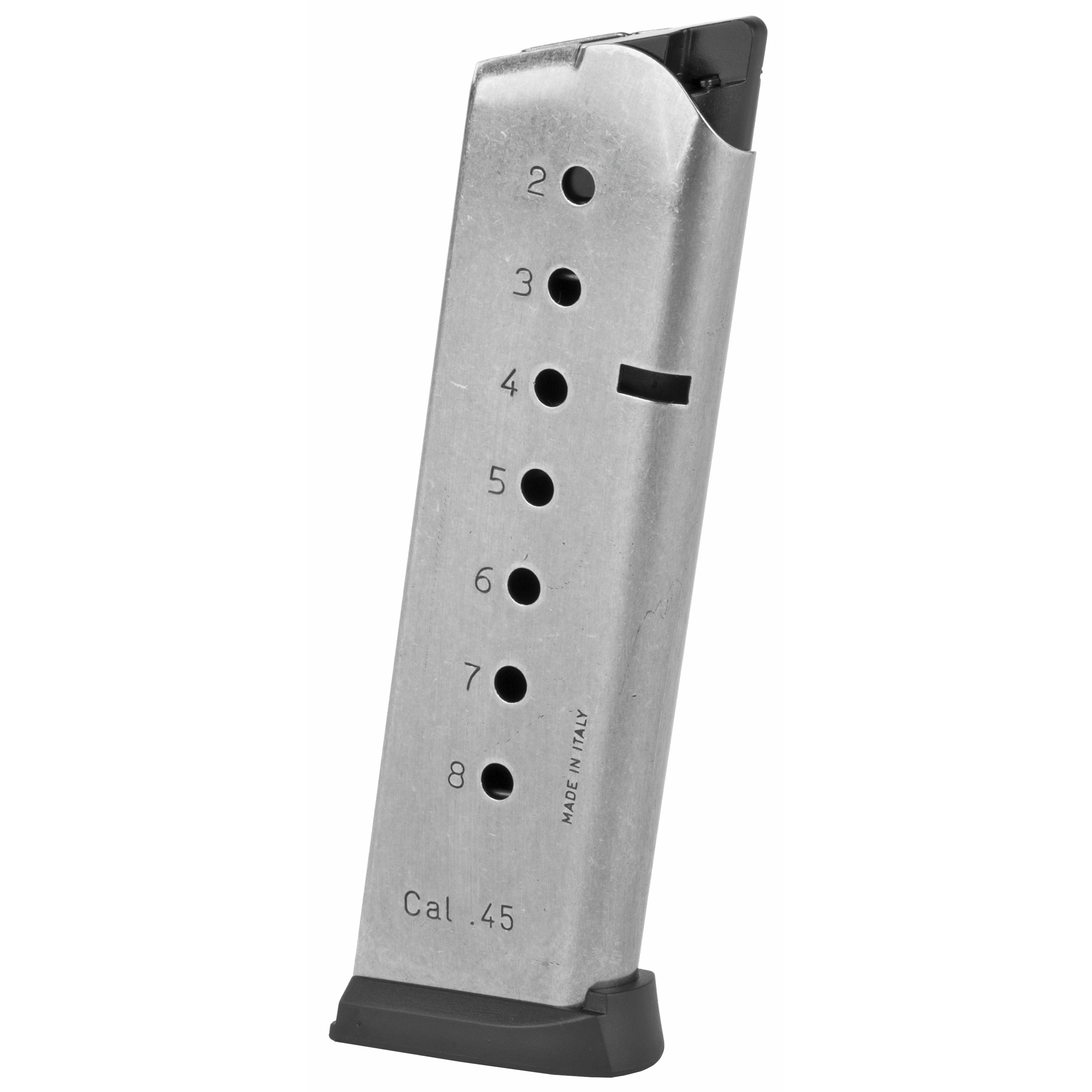 Mec-Gar 1911 Stainless Detachable 8rd 45 ACP Magazine Silver Finish